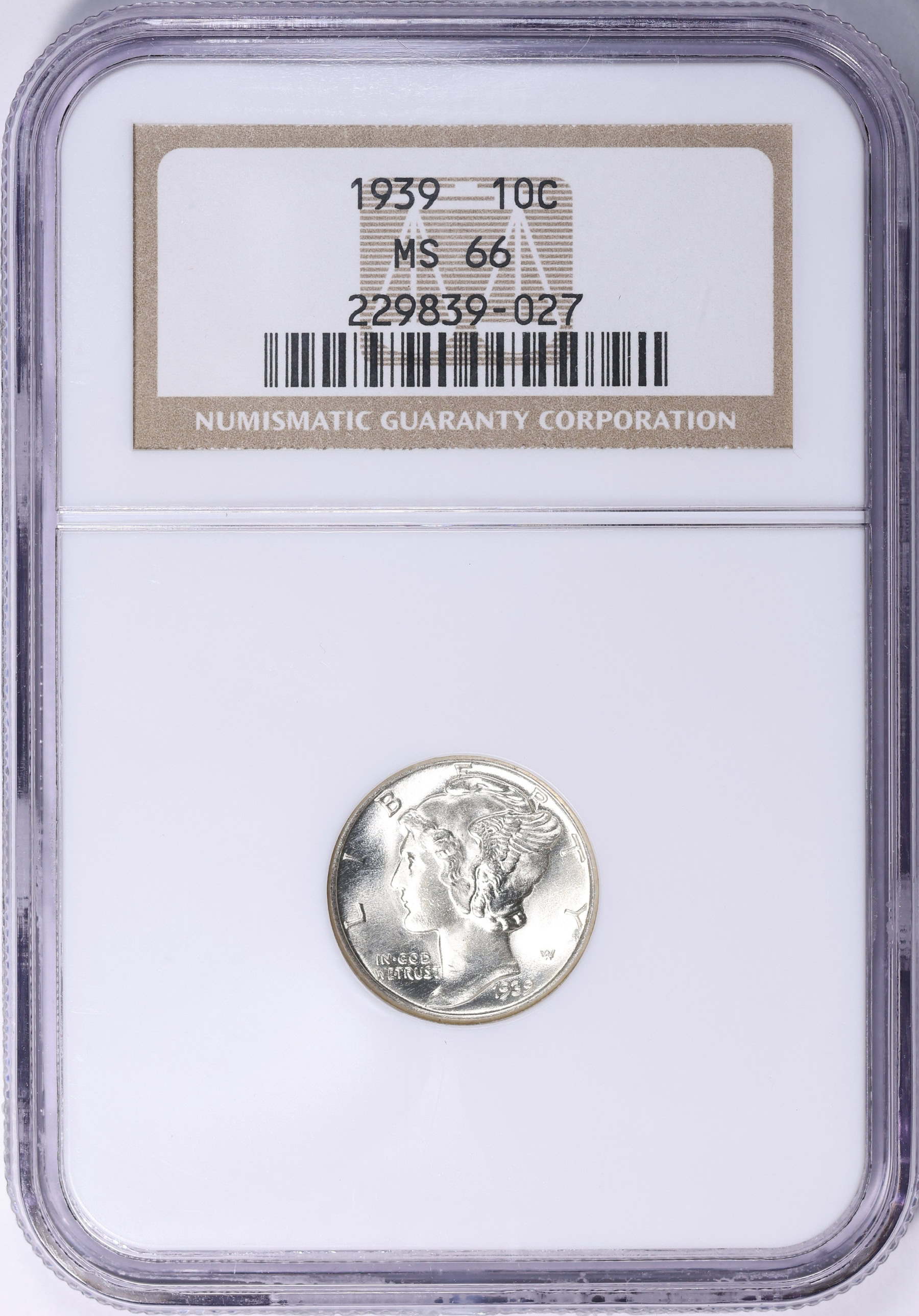 マリンページ　qm 1939 Mercury Dime NGC MS-66 (Item 1986336) | GreatCollections Coin