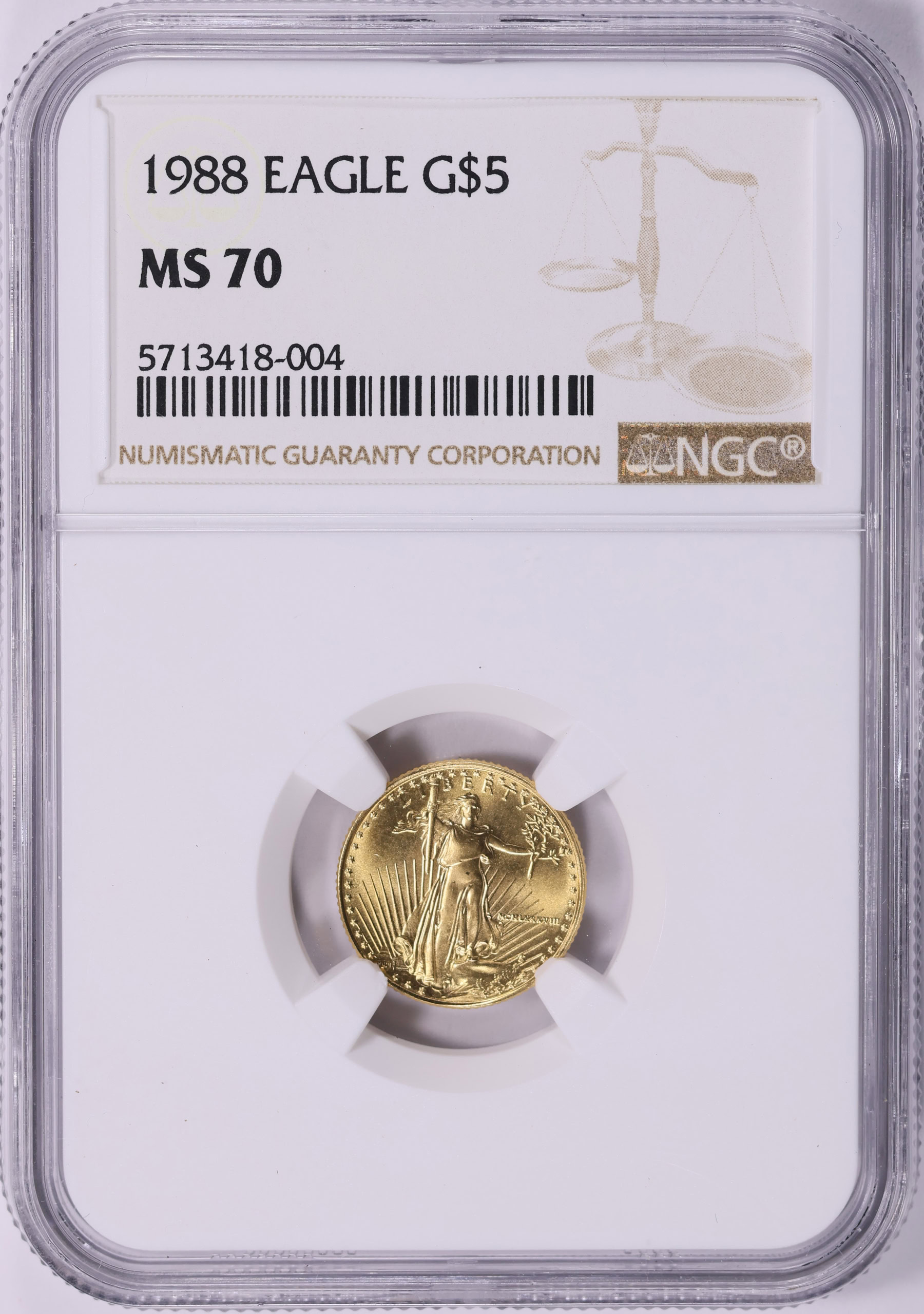 1988 $5 Tenth-Ounce Gold American Eagle NGC MS-70 (Item 1986527