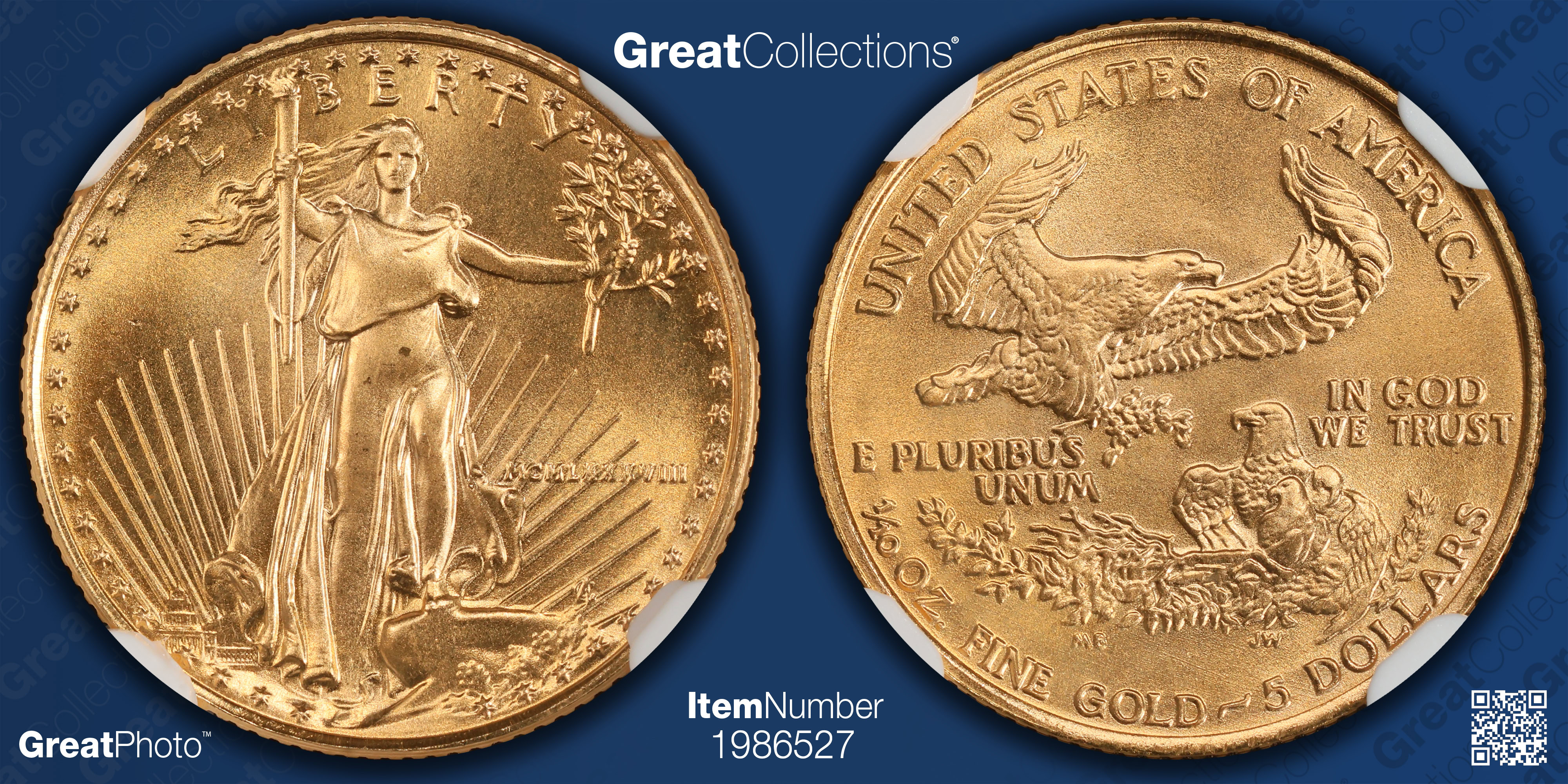 1988 $5 Tenth-Ounce Gold American Eagle NGC MS-70 (Item 1986527