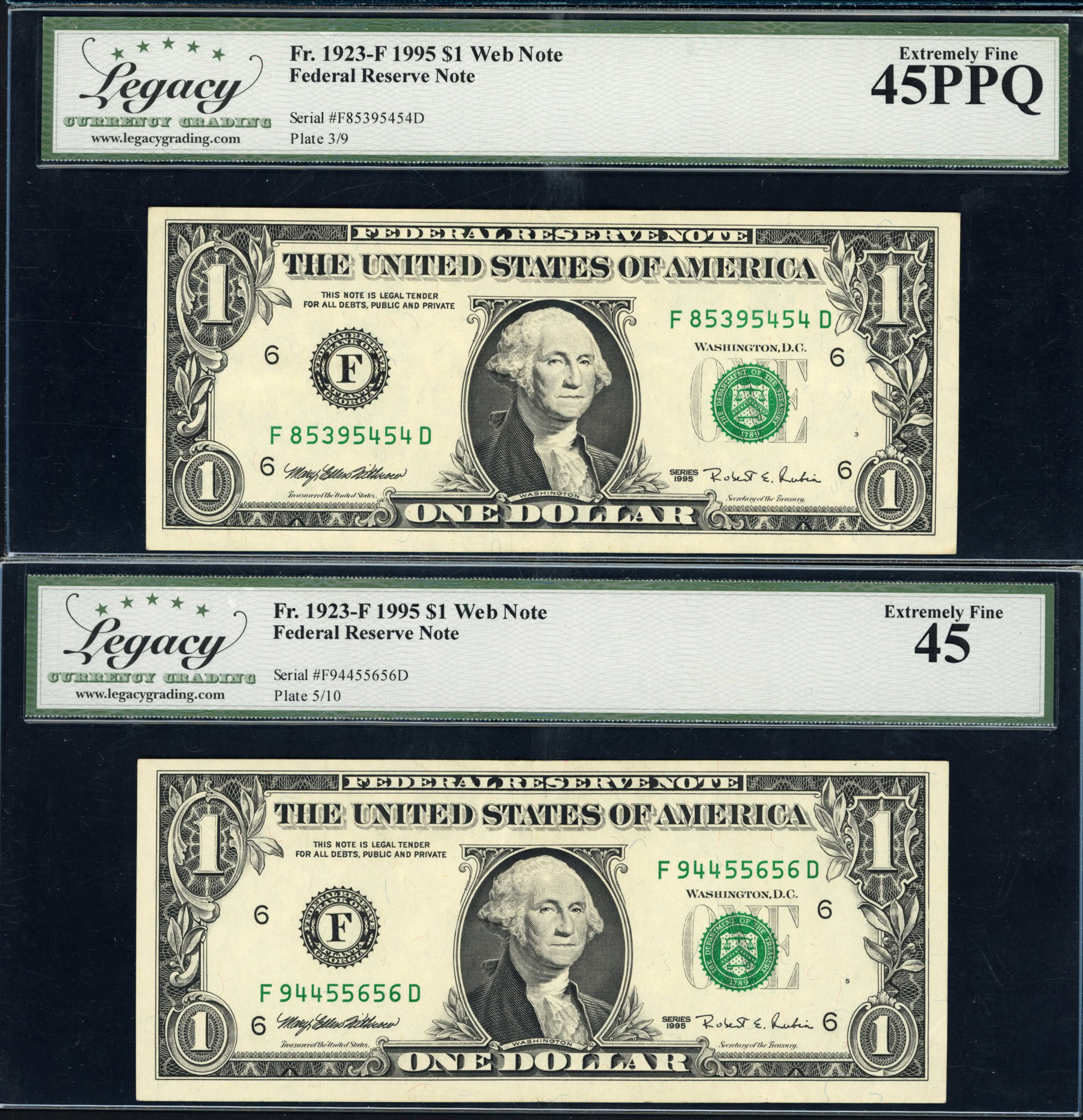 Fd Block Fr. 1923-F (FD Block) 1995 $1 Atlanta Federal Reserve Web Press Notes ...