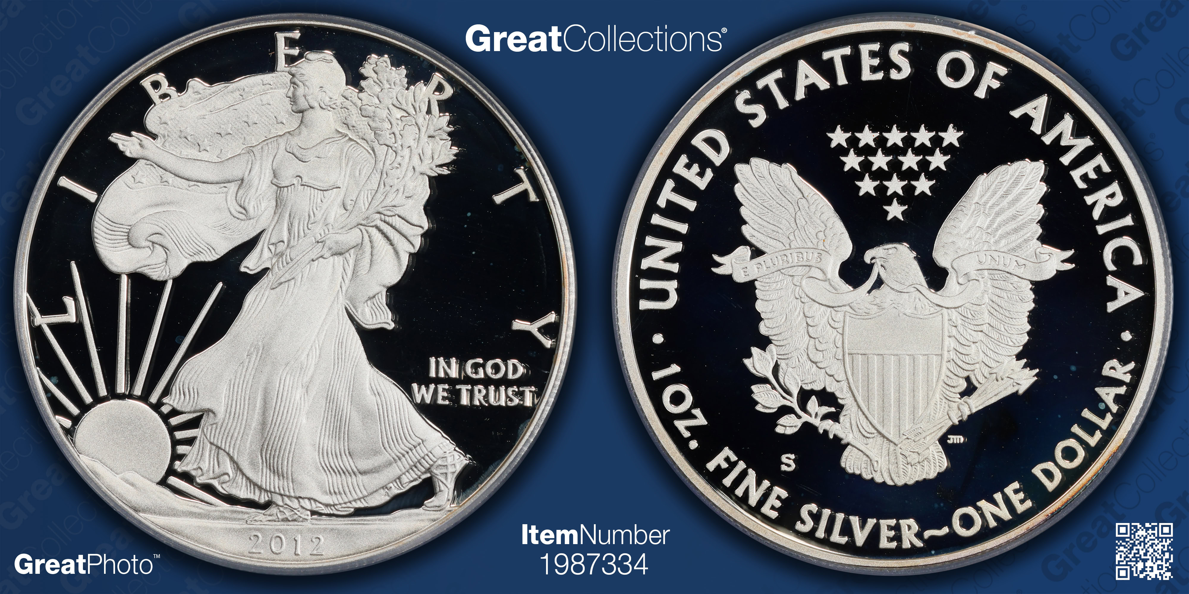 2012-S $1 Silver Eagle (From the Coin & Currency Set) First Strike