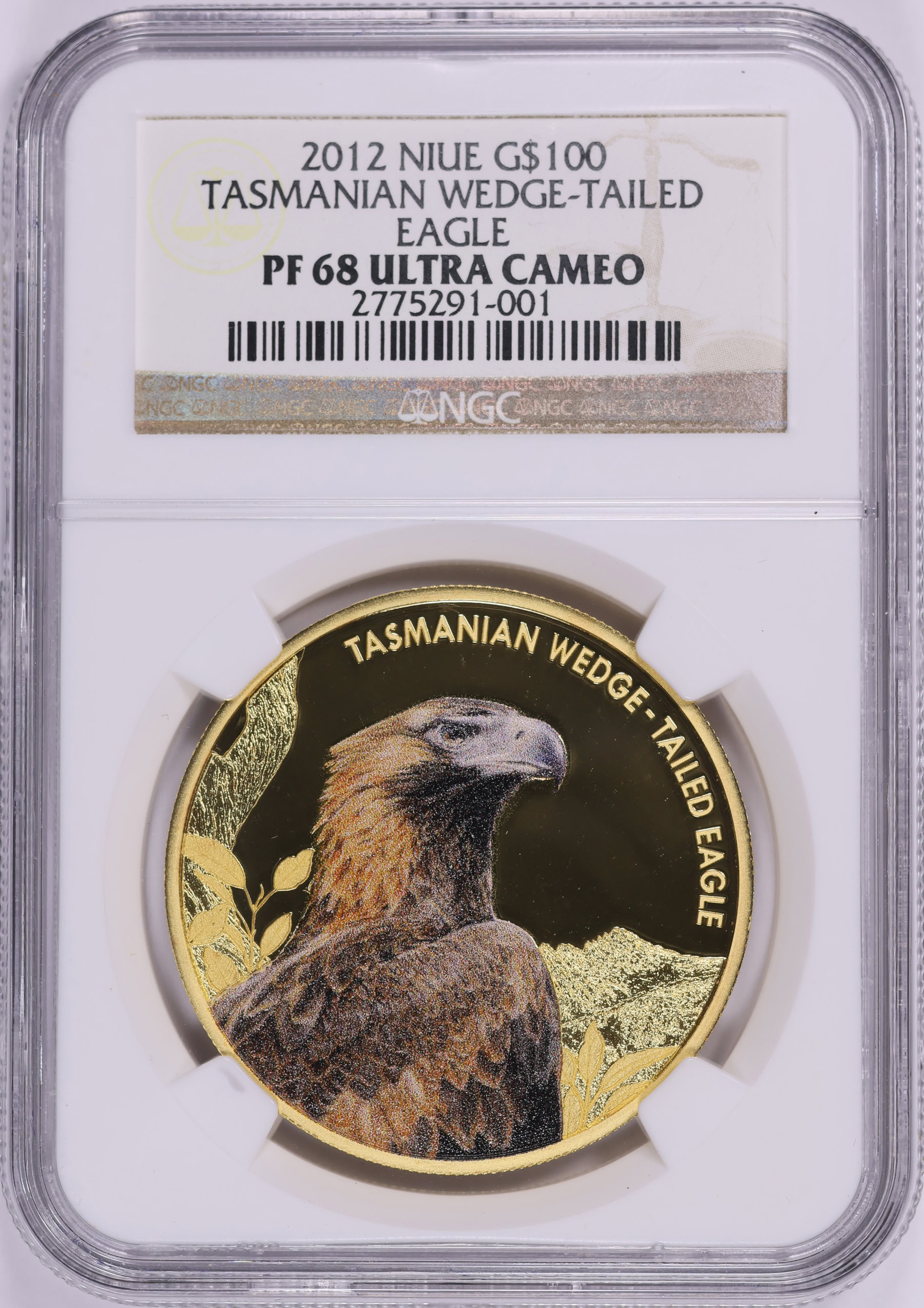 Niue 2012 Colorized Gold $100 Tasmanian Wedge-Tailed Eagle KM-737