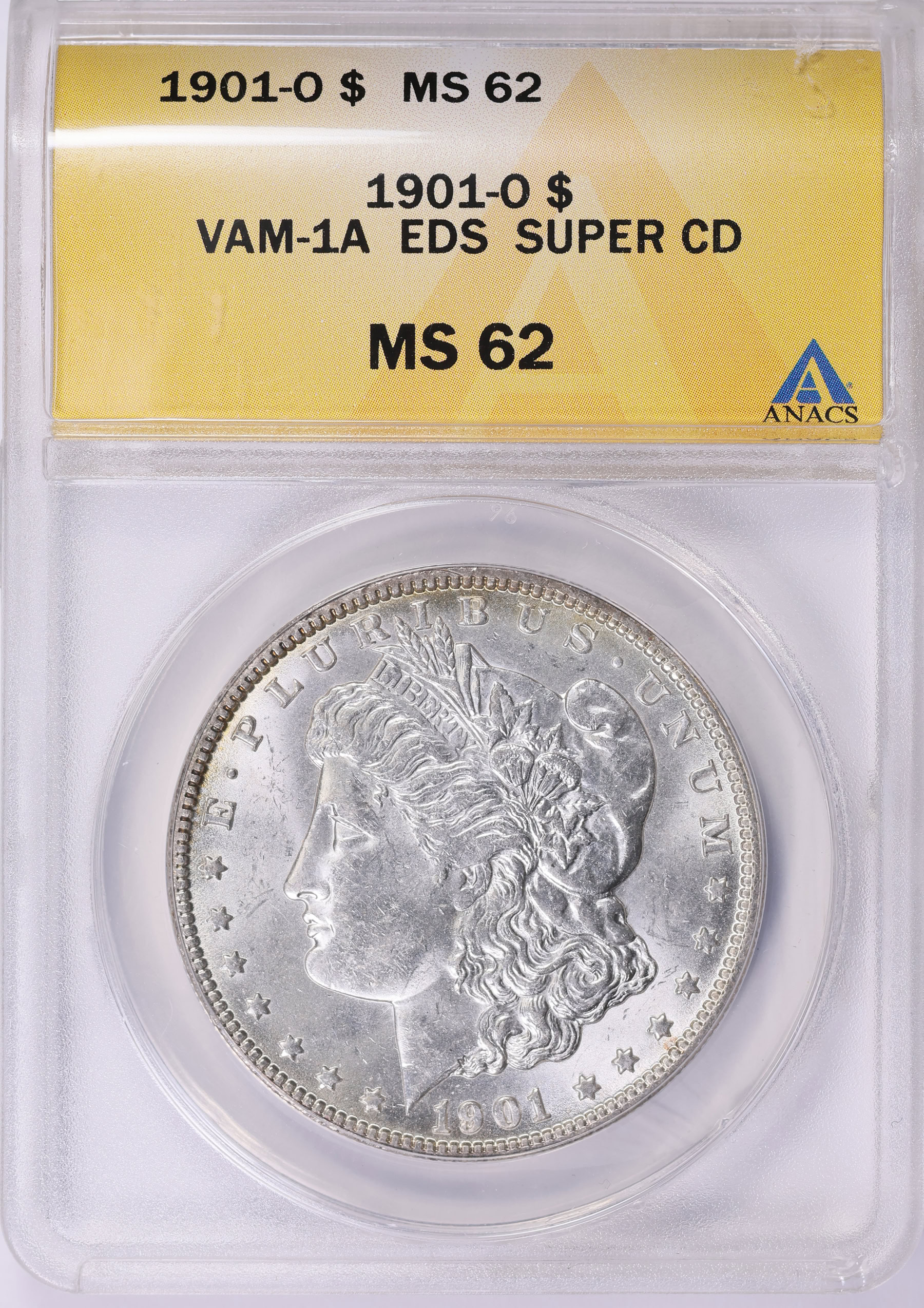 1901-O Morgan Silver Dollar EDS VAM-1A Super Clashed Die ANACS MS-62 |  ANACS Cert #4596708 | GreatCollections Coin Auctions Item #1988930