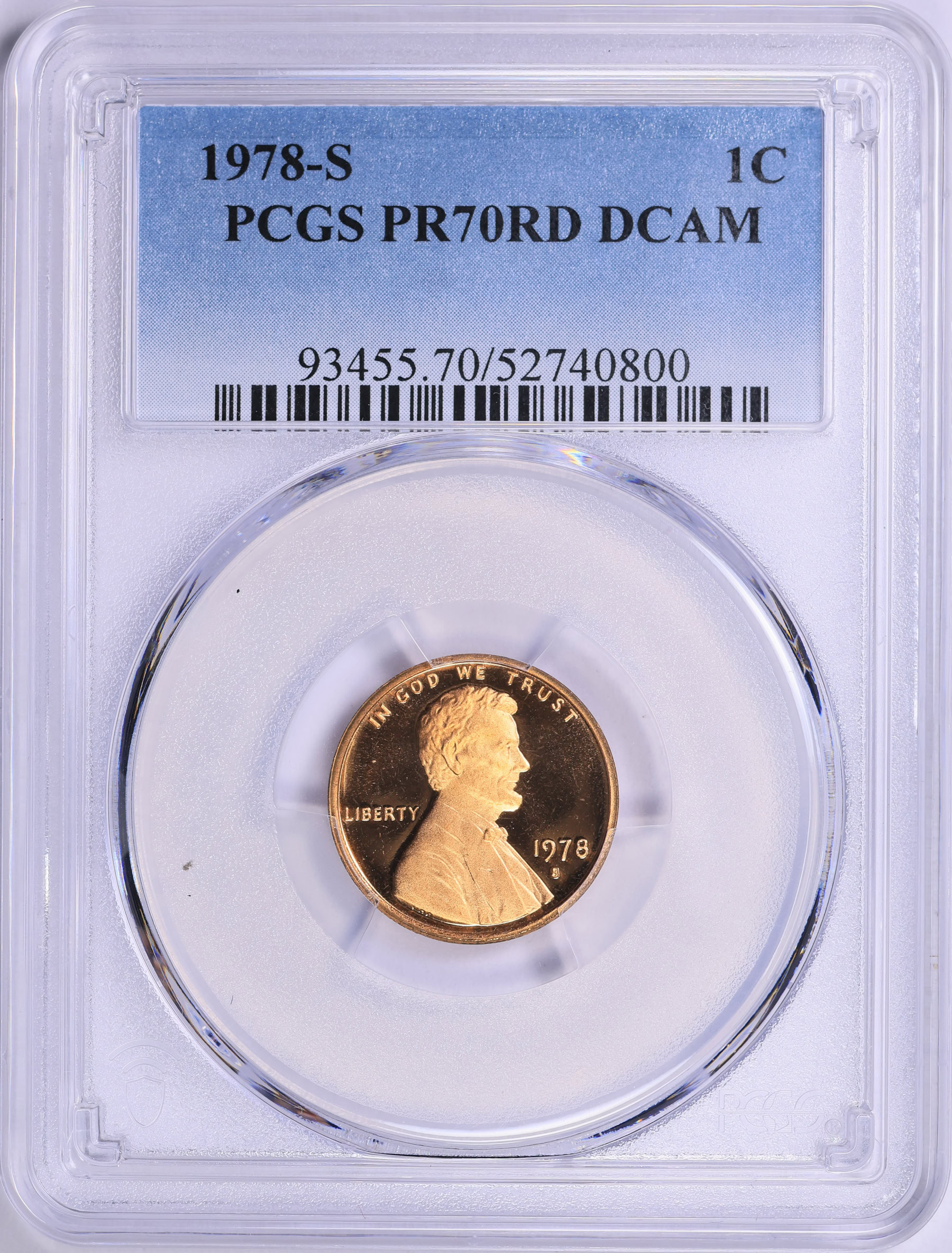 1978-S Lincoln Cent PCGS Proof-70 RD DCAM (Item 1989015