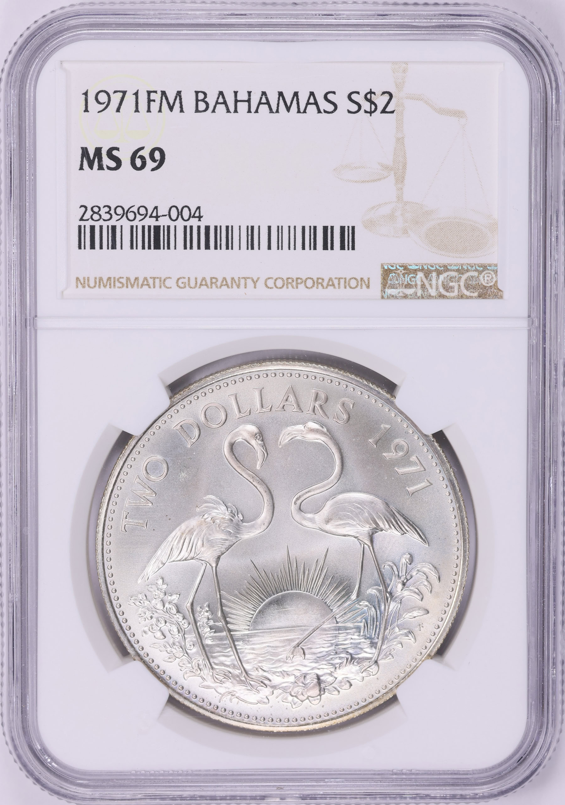 Bahamas 1971-FM Silver $2 KM-23 NGC MS-69 (Item 1989355