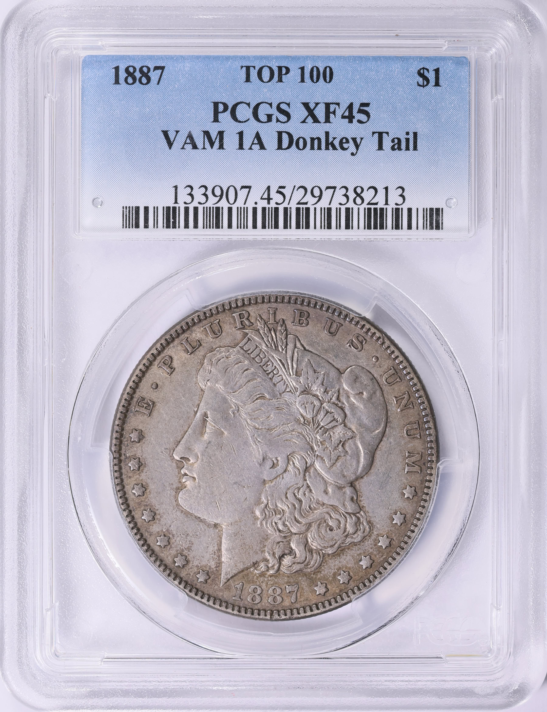 1887 Morgan Silver Dollar Donkey Tail VAM-1A *Top 100* PCGS XF-45