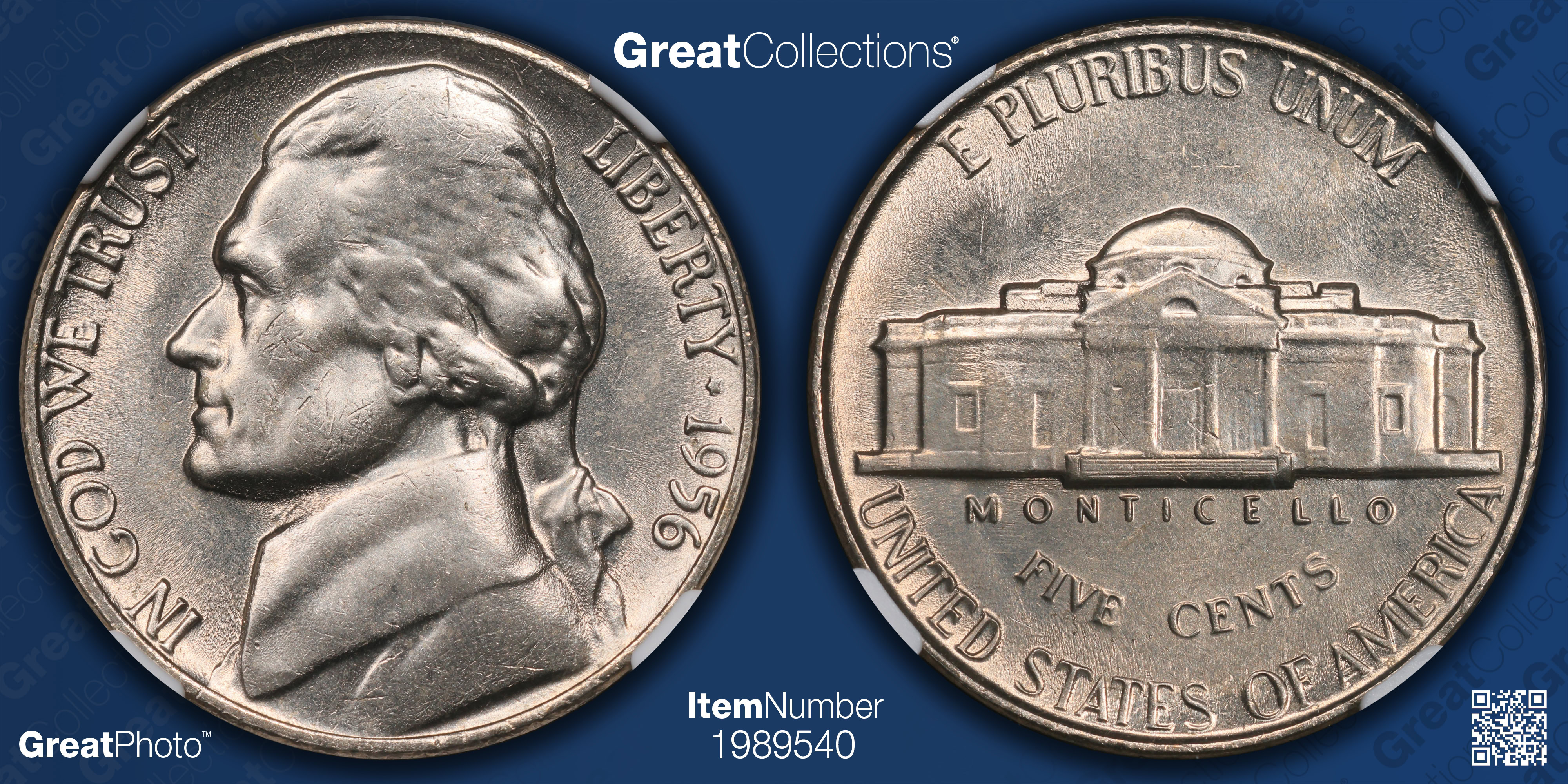 1956 Jefferson Nickel NGC MS-66 5FS (Item 1989540) | GreatCollections ...