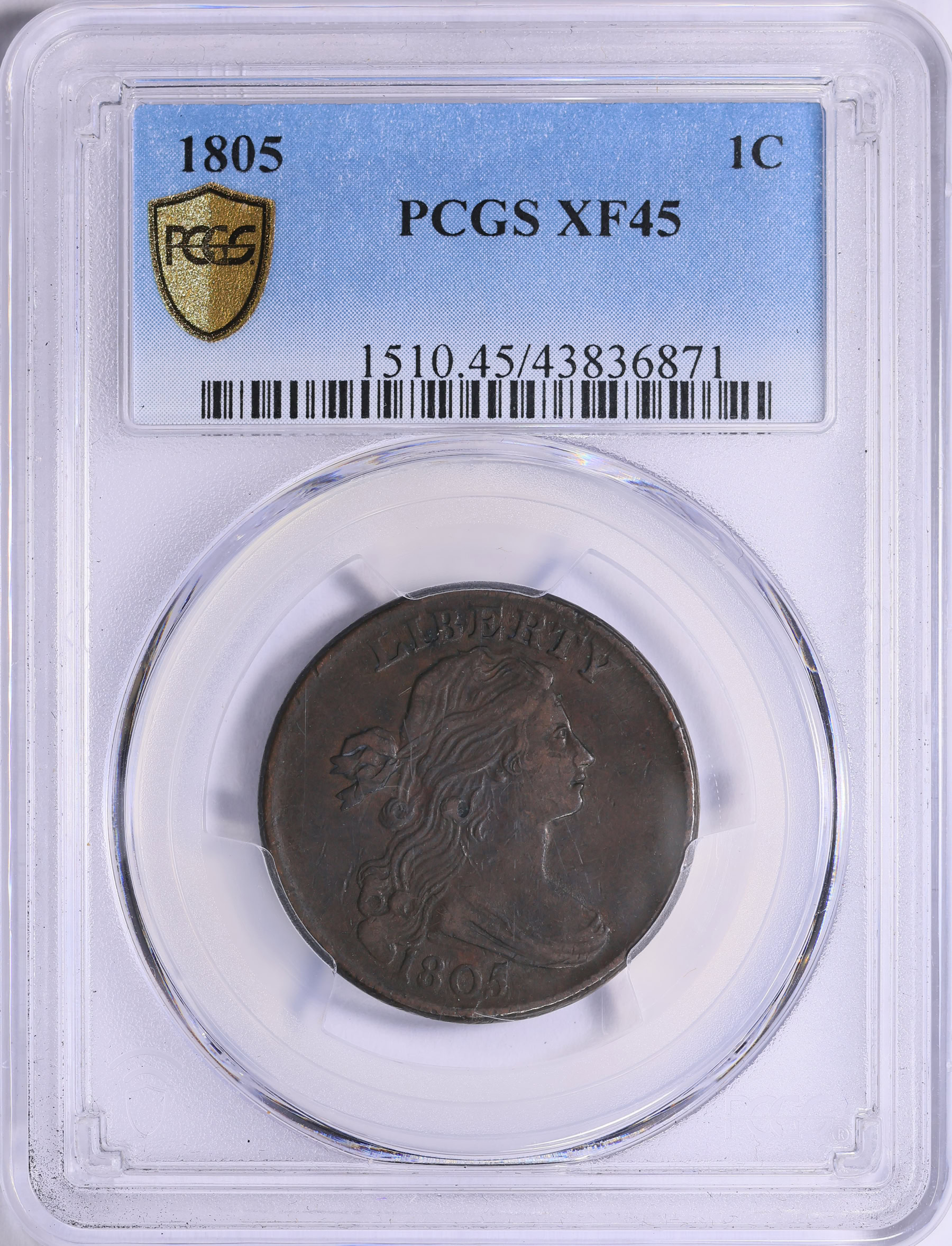 1805 Draped Bust Cent PCGS XF-45 BN (Item 1989757