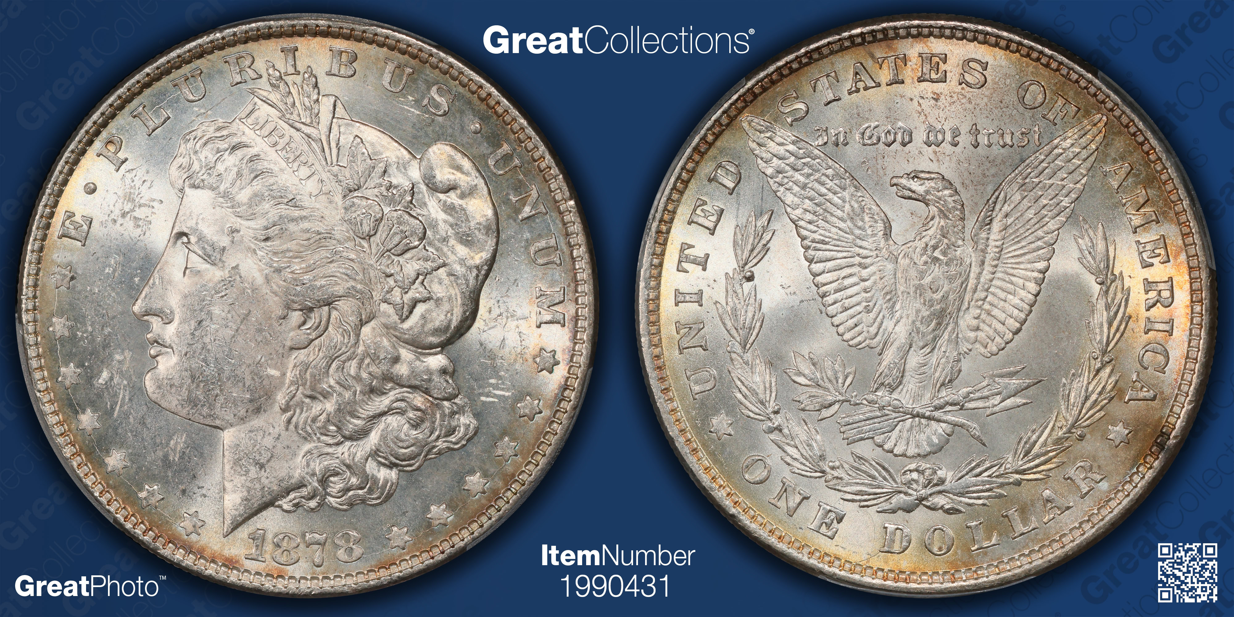 PCGS-PR68 　1988　カナダ　サンモーリス製鉄所創設250周年記念銀貨 1878 Morgan Silver Dollar 8 Tailfeathers PCGS MS-62 (Item 1990431