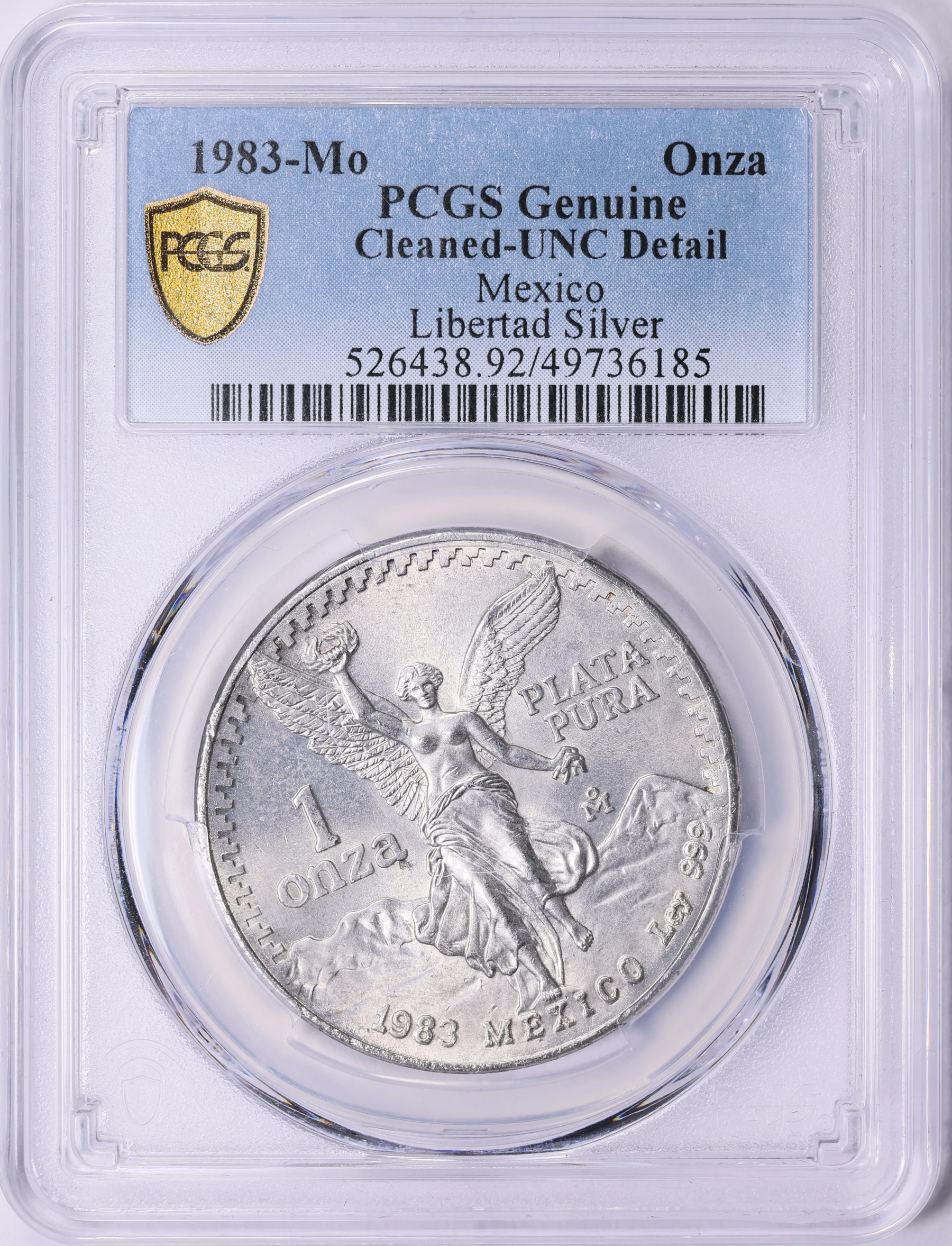 Mexico 1983-Mo Silver Onza Libertad KM-494.1 PCGS Genuine Unc