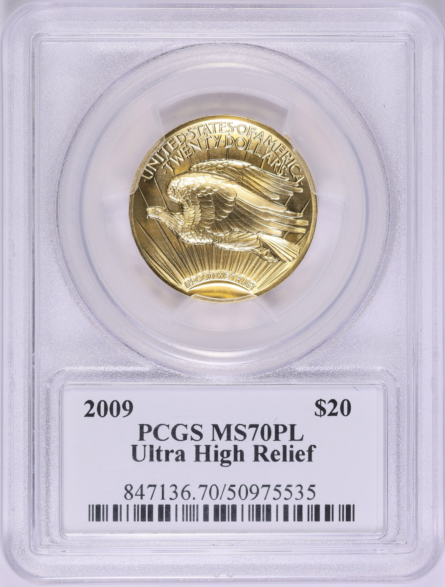 2009 MMIX Ultra High Relief $20 Gold PCGS MS-70 PL (Thomas S
