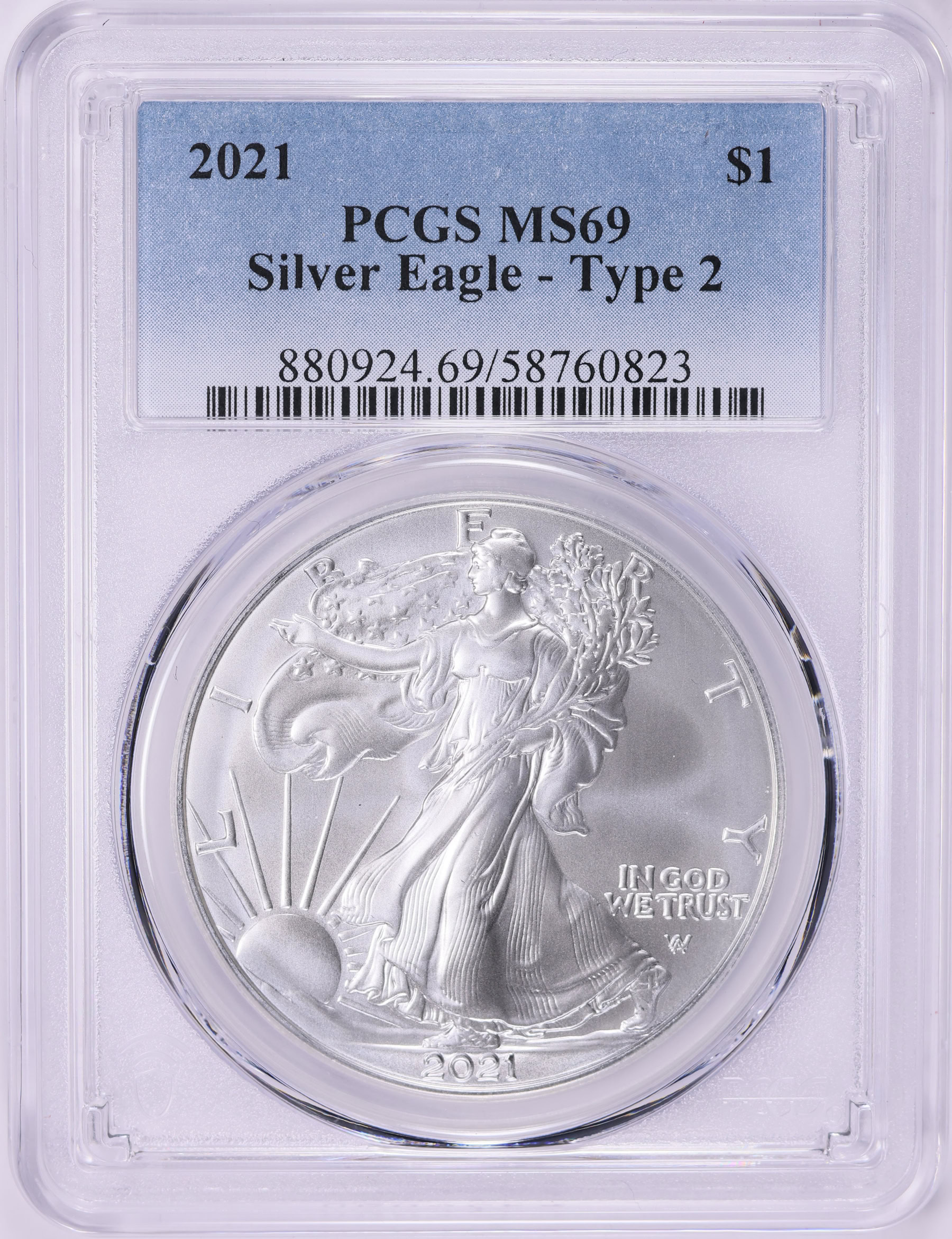 2021年 アメリカ シルバーイーグル銀貨 MS69 Type1 Type2 2021 $1 Type 2 American Silver Eagle | Pinehurst Coins