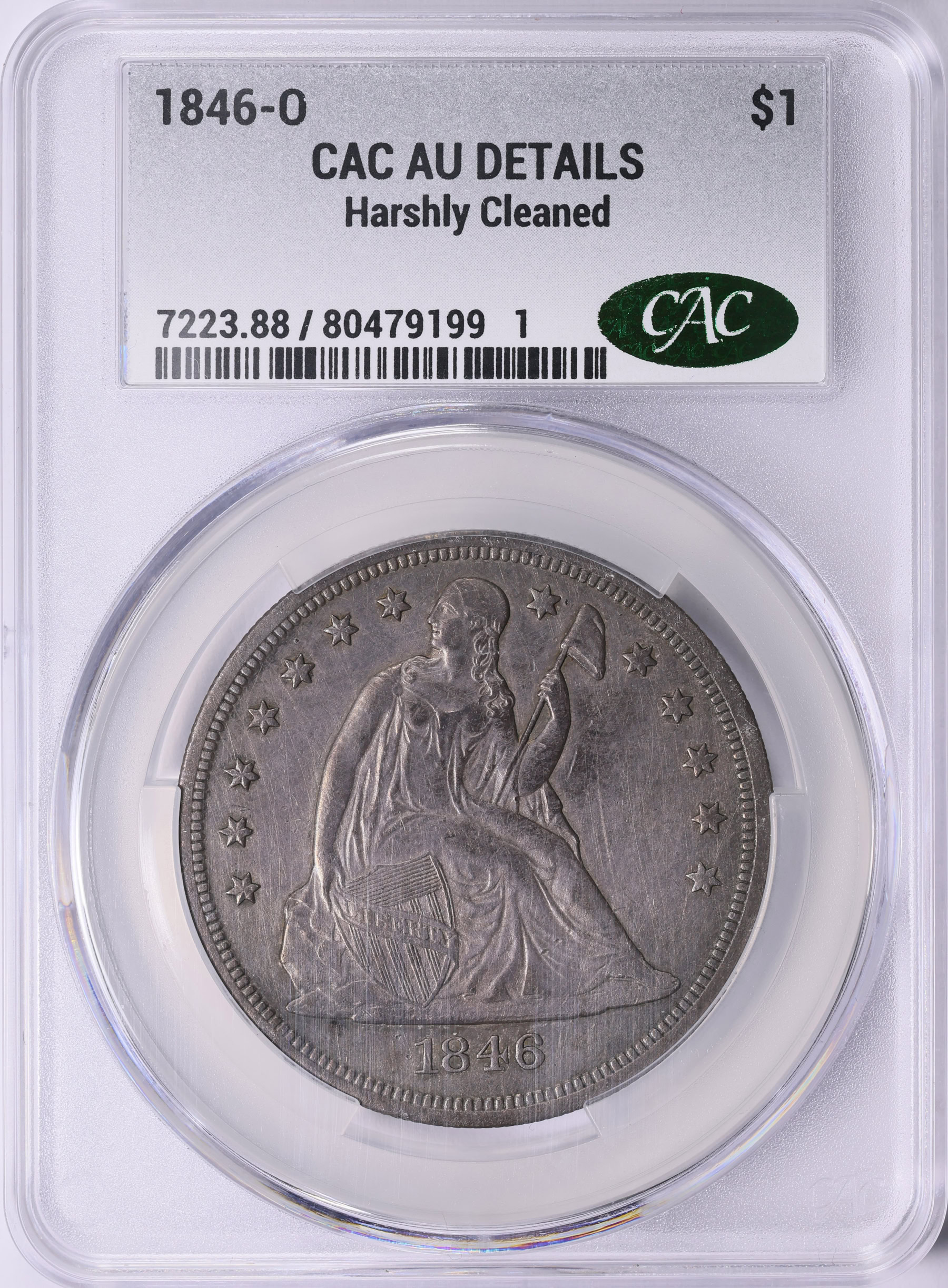 1846-O Seated Liberty Silver Dollar CACG AU Details (Item 1994201
