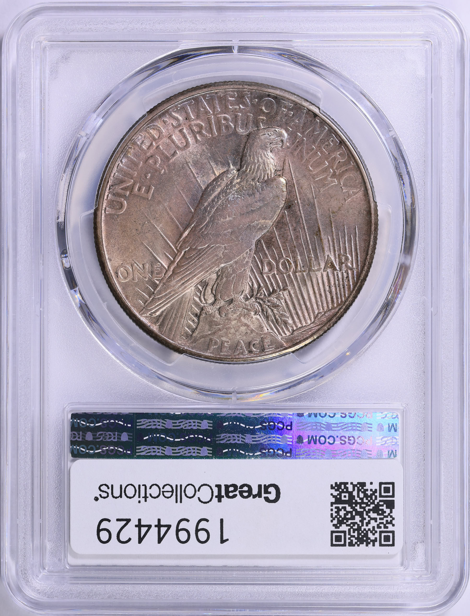 1921 Peace Silver Dollar High Relief PCGS MS-62 (Toned) (Item