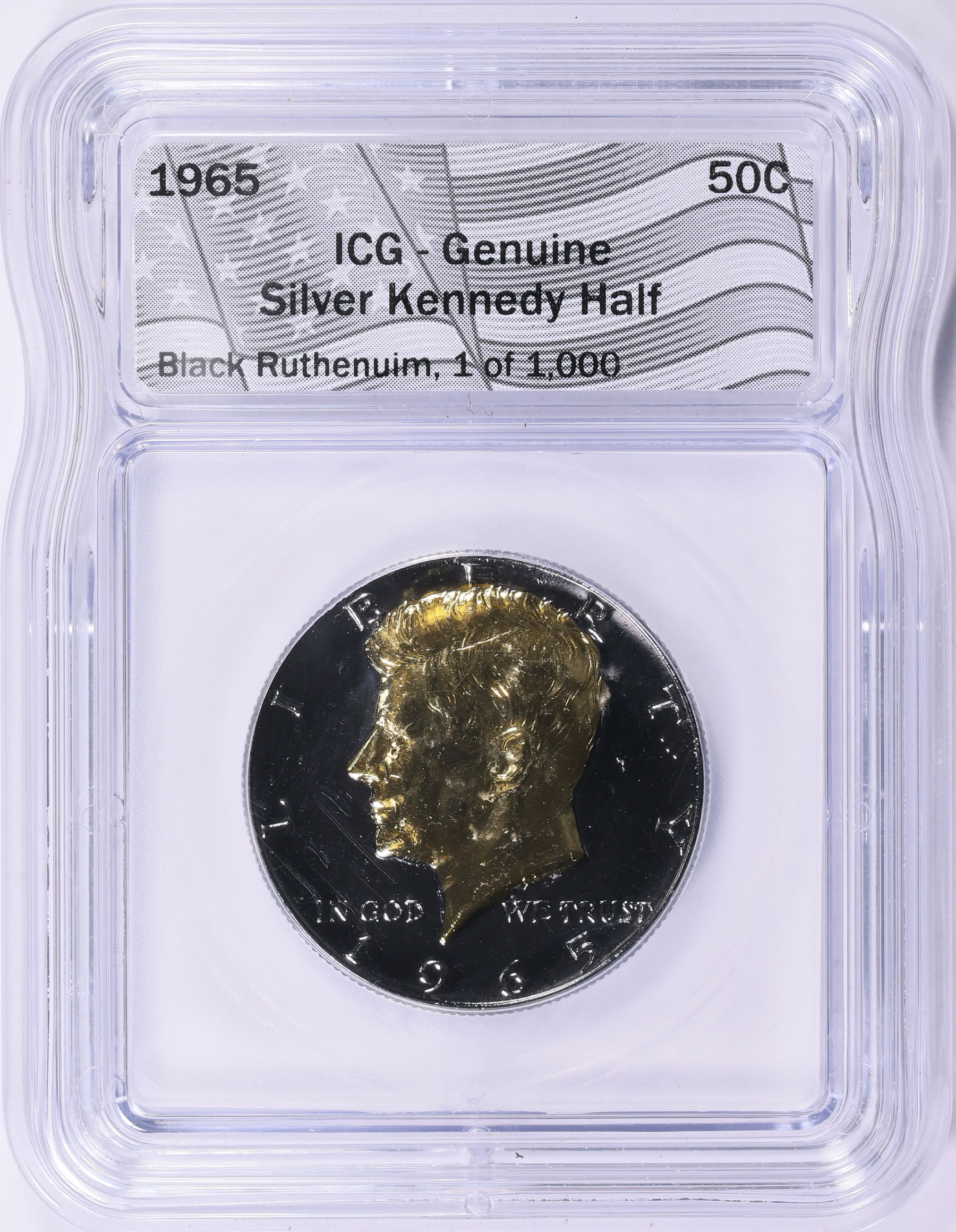 1965 Kennedy Half Dollar Black Ruthenium Clad ICG Genuine (Item