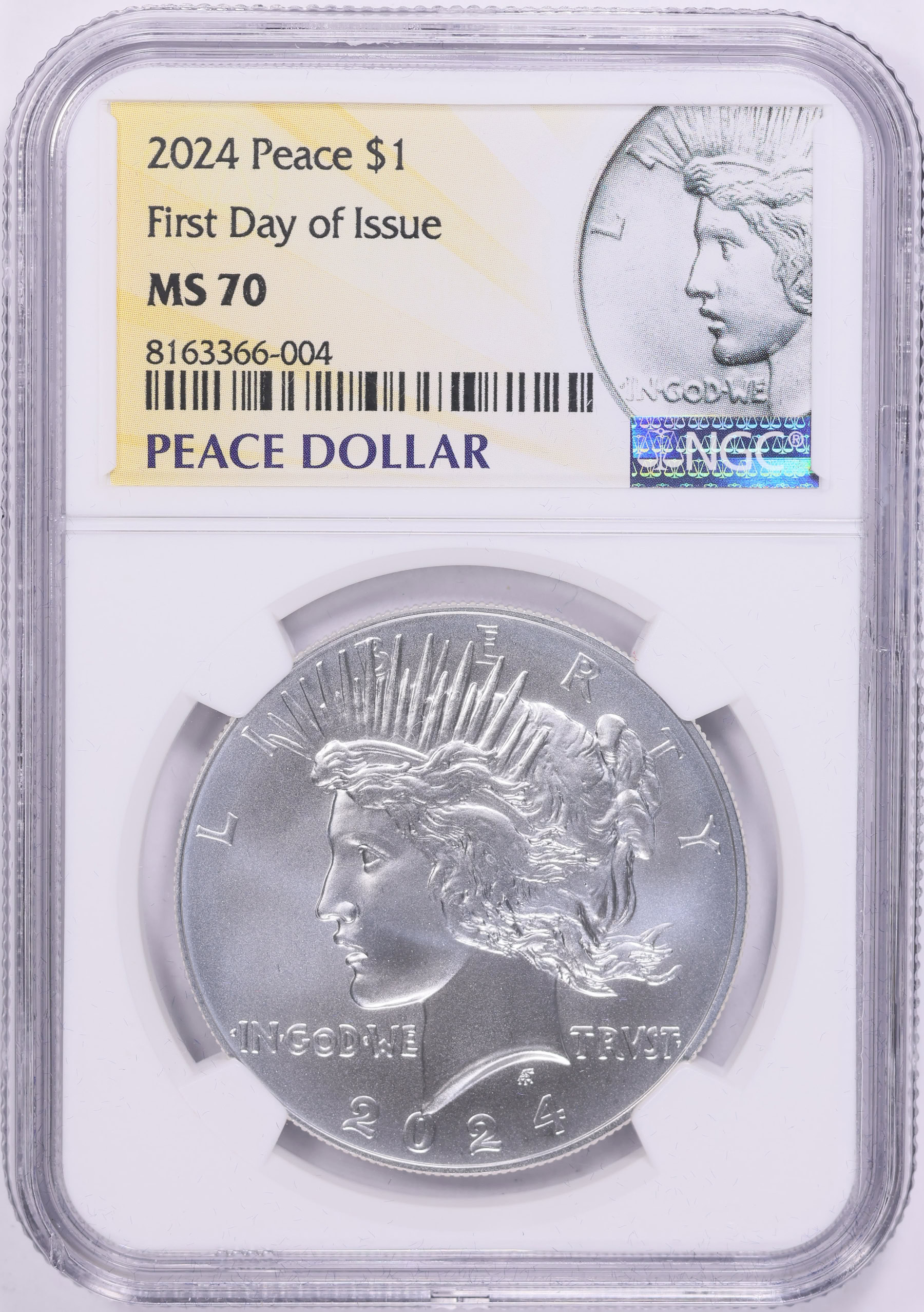 2024 Peace Silver Dollar First Day of Issue NGC MS-70 | NGC Cert
