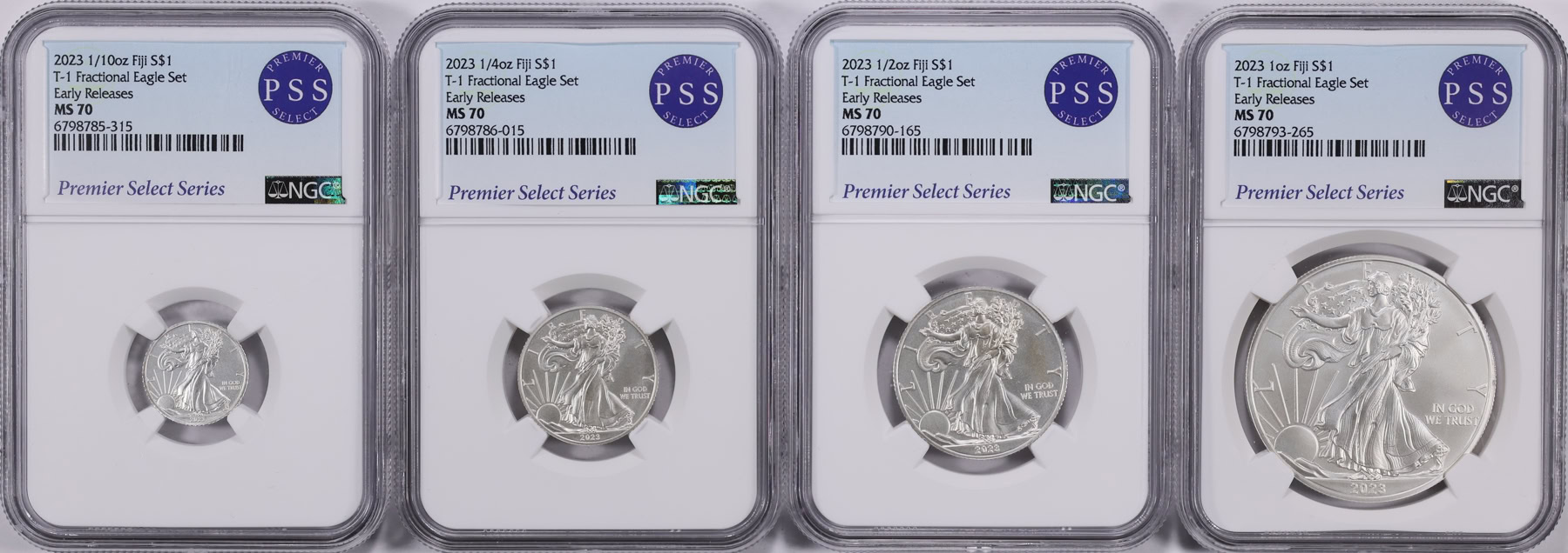 Fiji 2023 1/10, 1/4, 1/2 & 1 Ounce Silver Dollar Type 1 Fractional