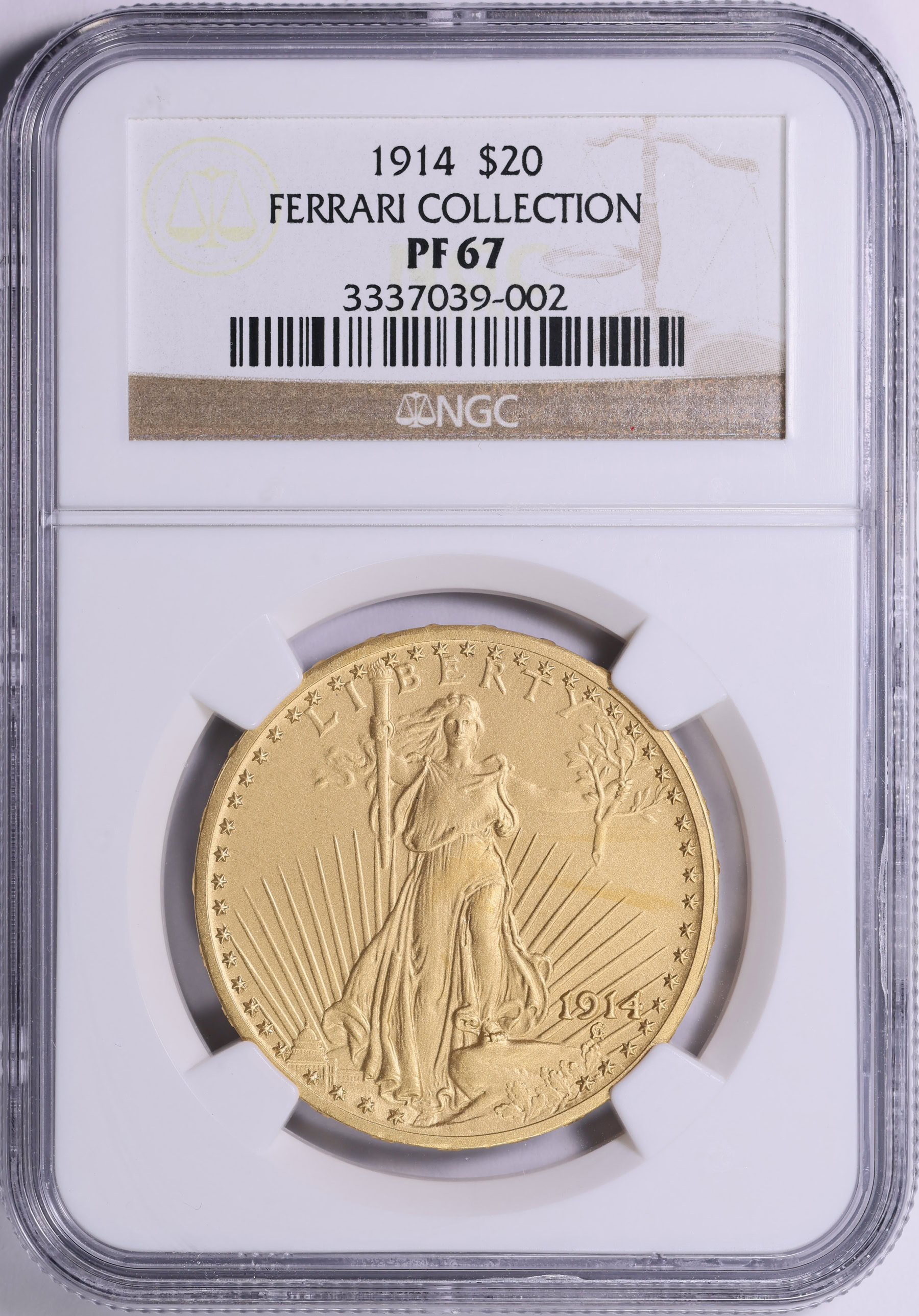 1914 Saint-Gaudens Gold Double Eagle NGC Proof-67 (Ferrari