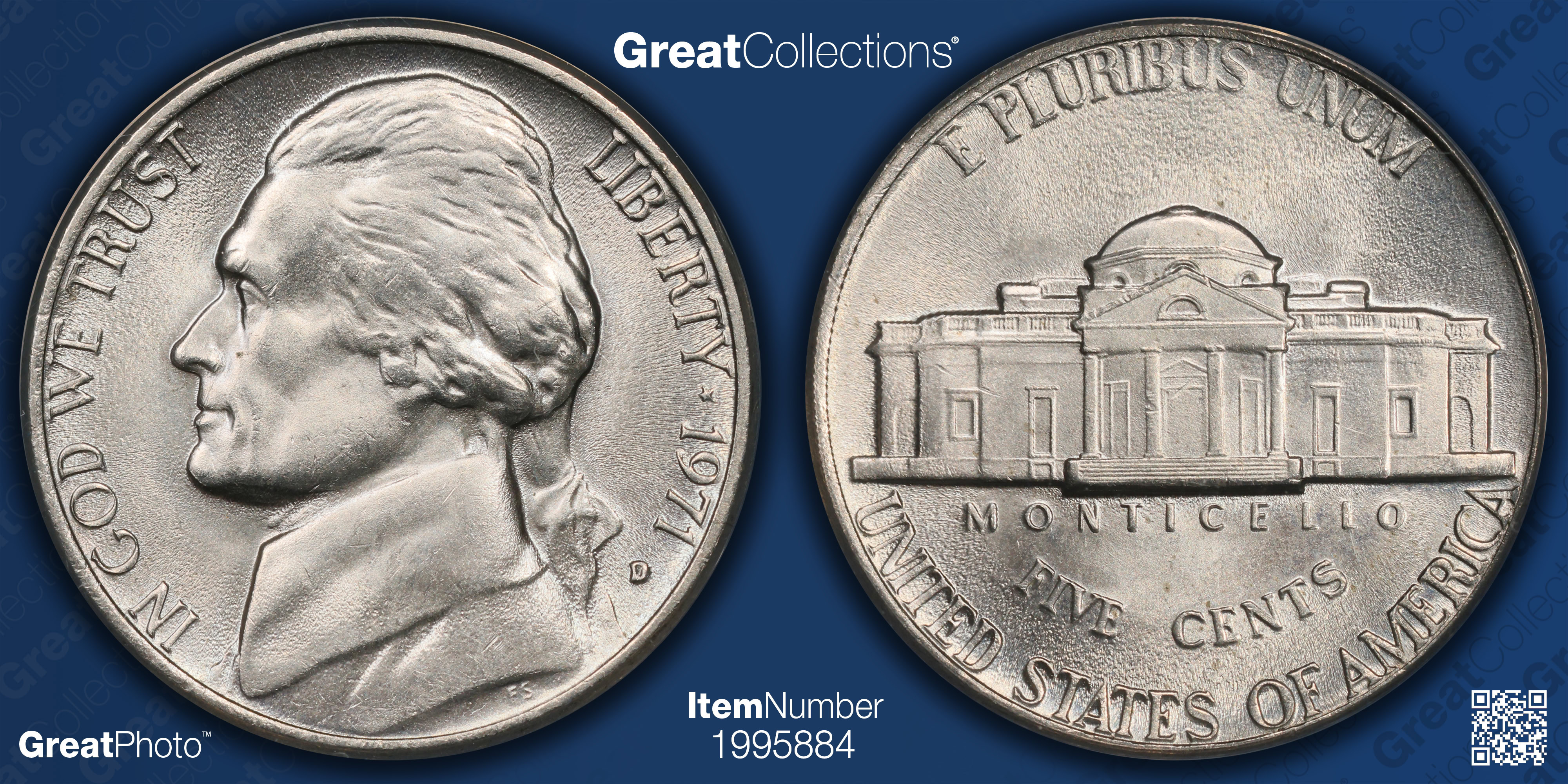 1971-D Jefferson Nickel ANACS MS-65 5 Steps (Item 1995884