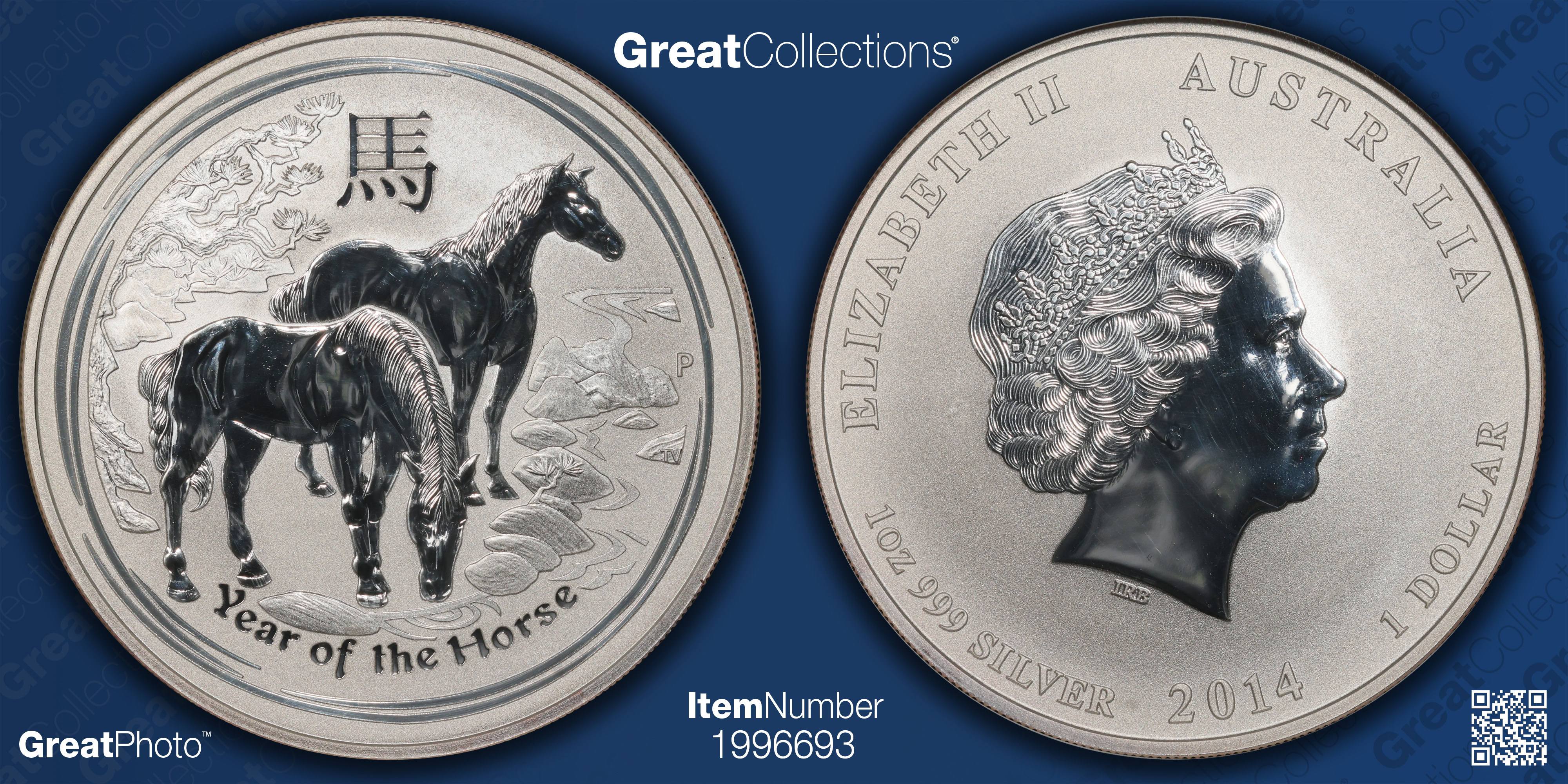Australia 2014-P Silver Dollar Lunar Series, Year of the Horse KM
