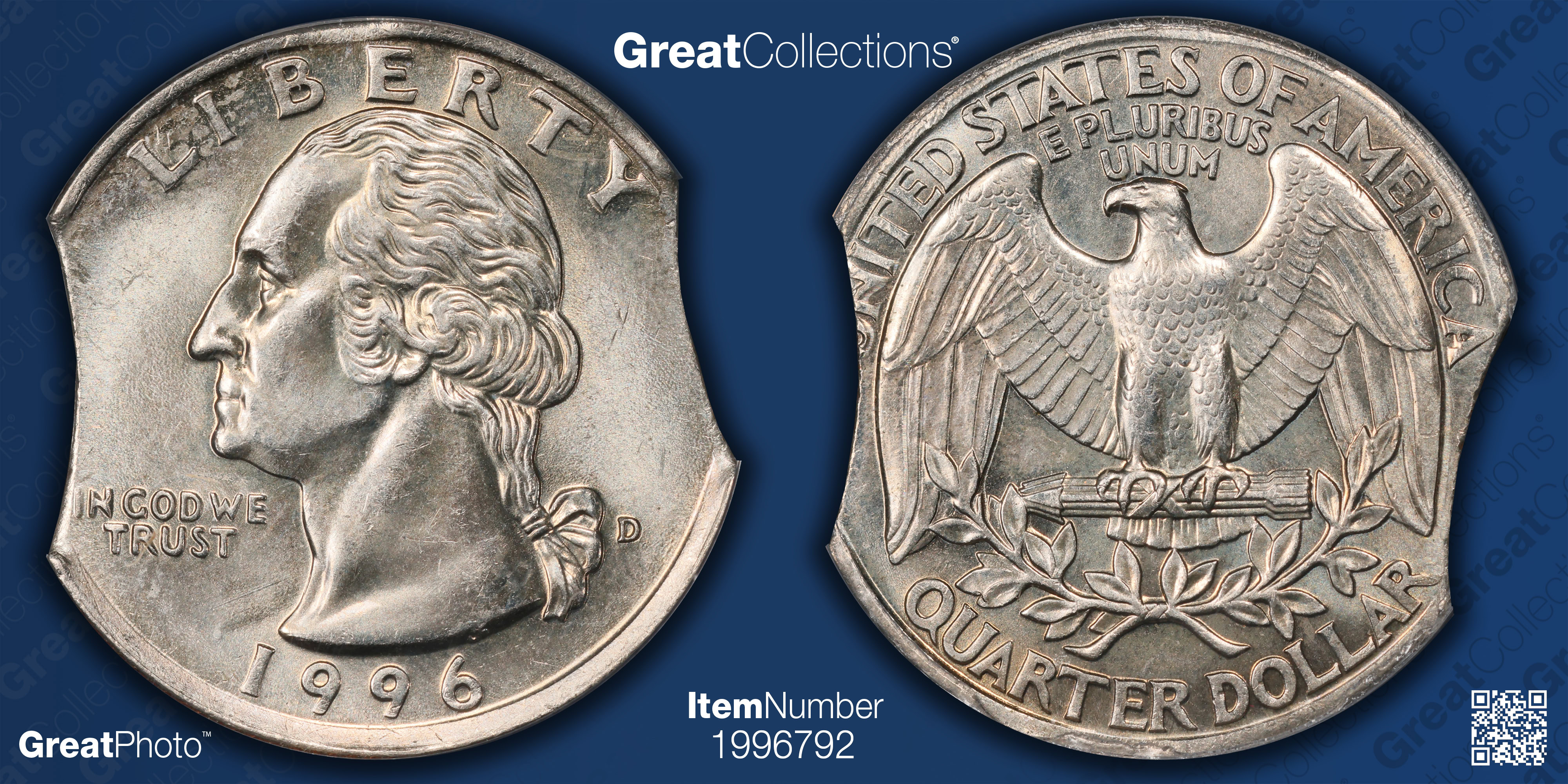 Mint Error 1996-D Washington Quarter Triple Clip 5.19 Grams