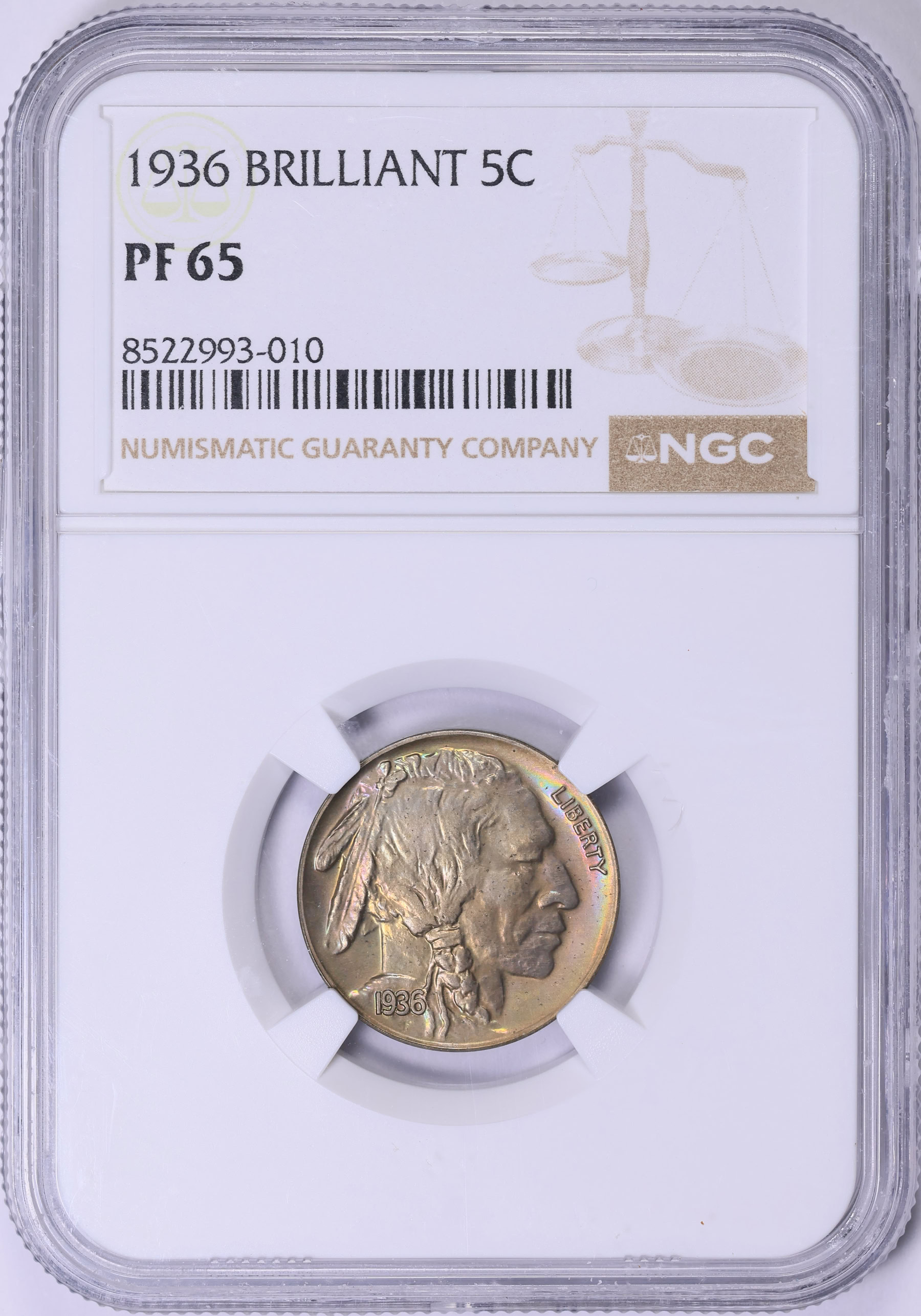 1936 Buffalo Nickel Brilliant NGC Proof-65 (Toned) (Item 1996870