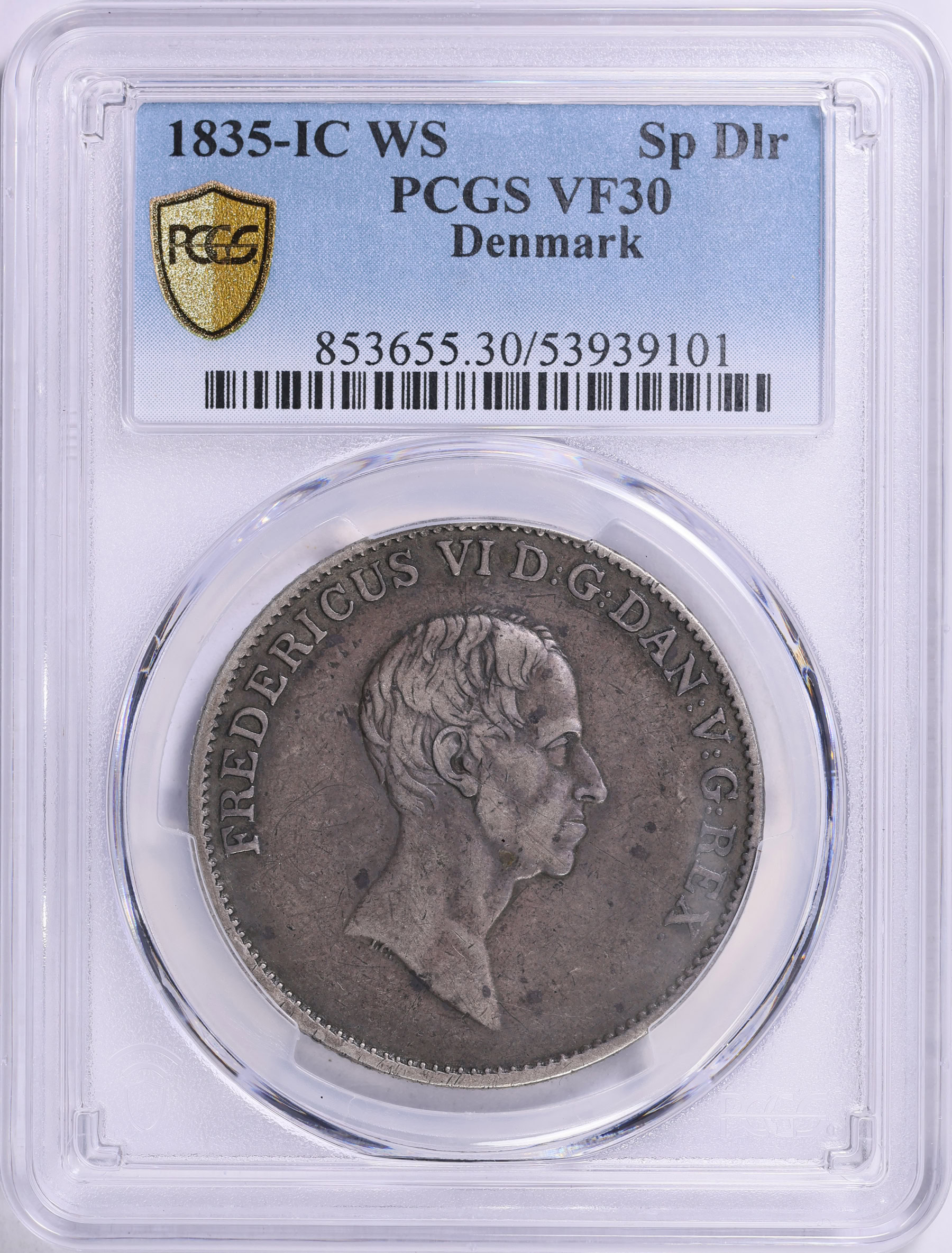 Denmark 1835-IC WS Speciedaler KM-695.4 PCGS VF-30 (Item 1997075