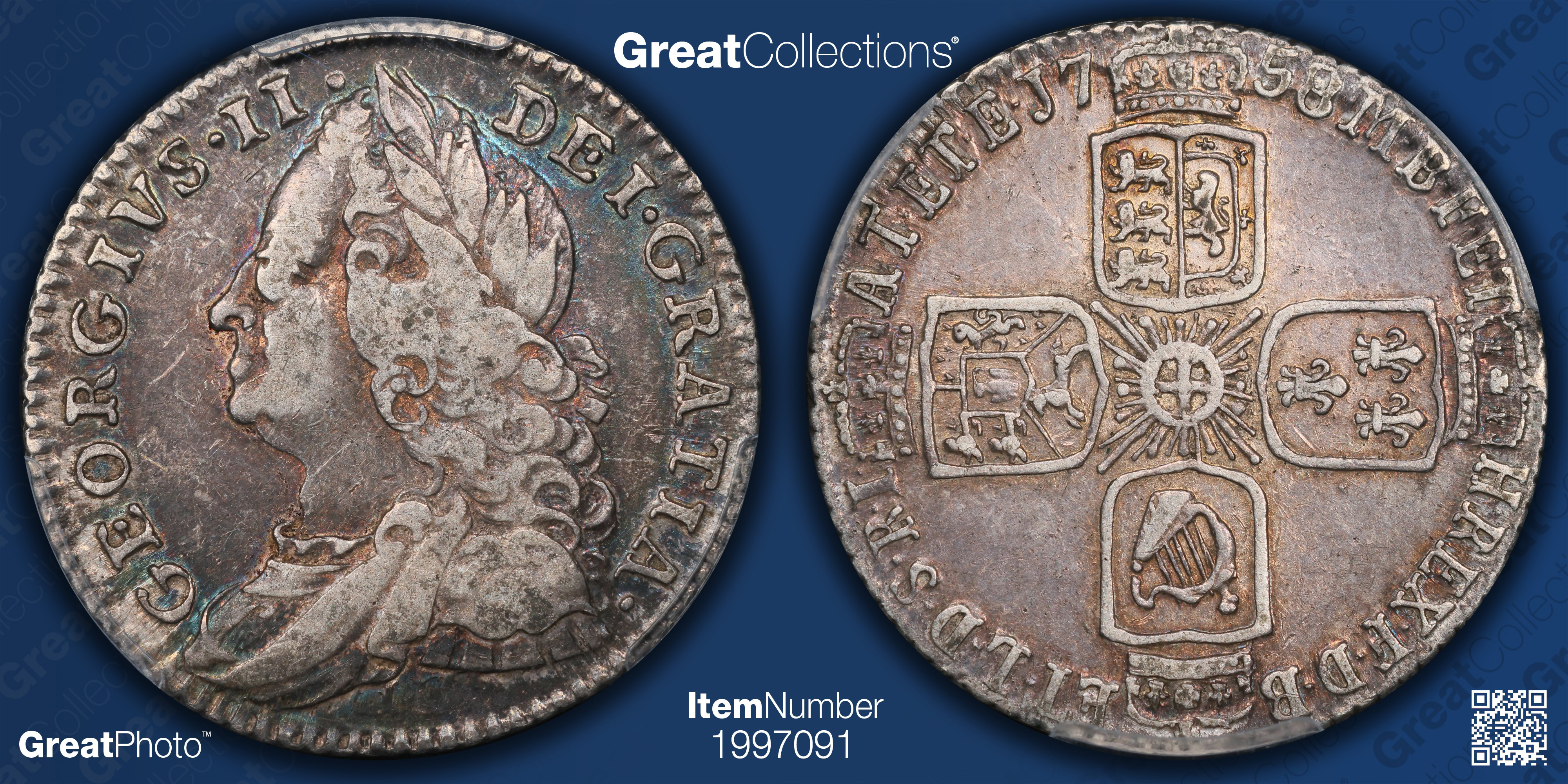 Great Britain 1758 Silver 6 Pence KM-582.2 PCGS VF-35 (Item