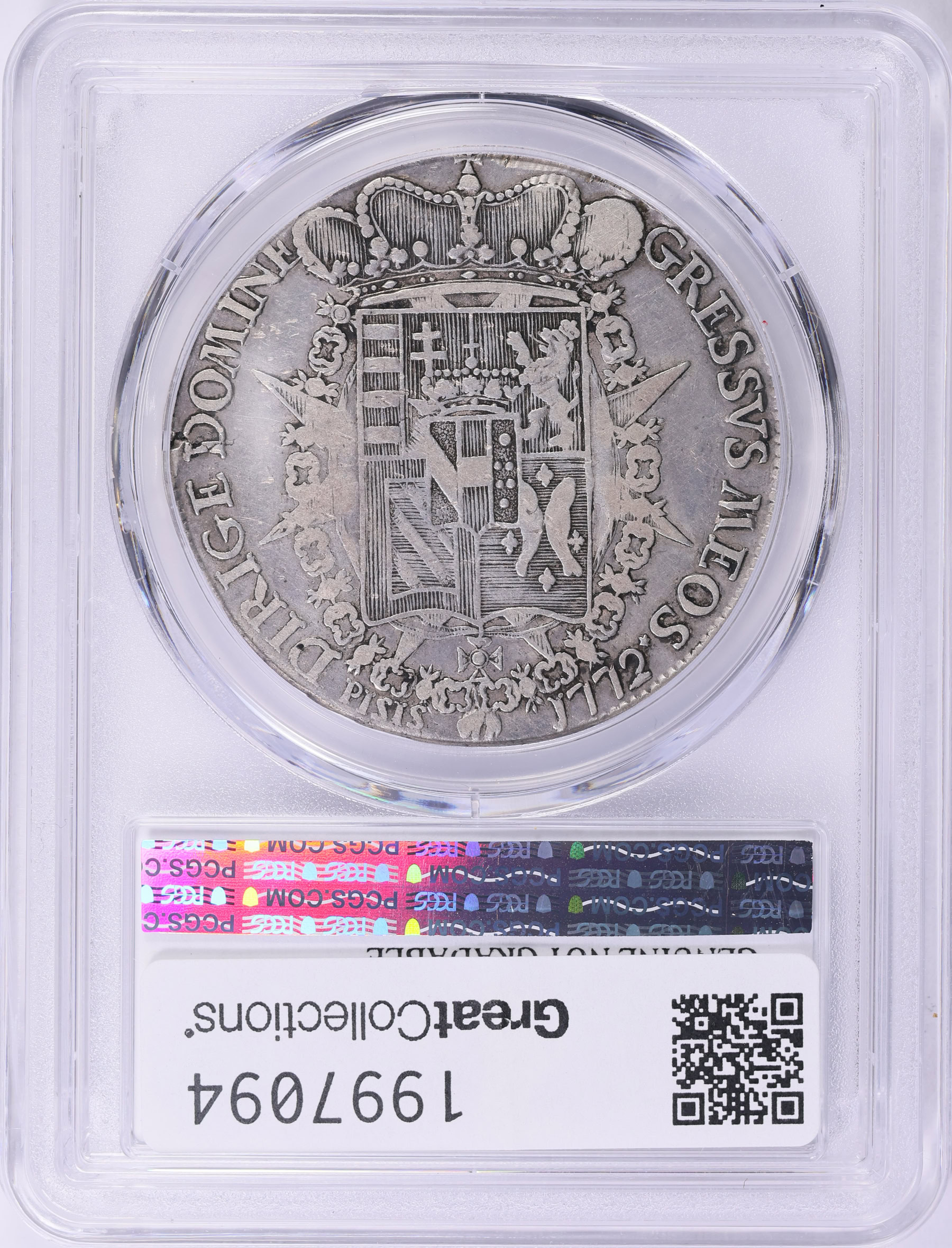 Italy - Tuscany 1772 Silver Francescone (10 Paoli) C-24.1 PCGS