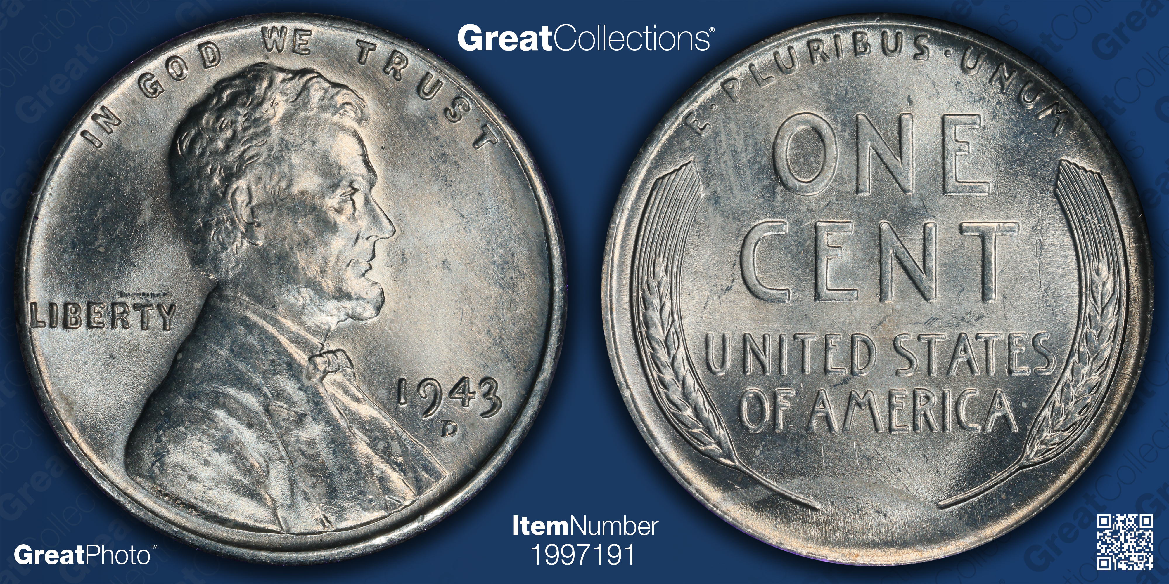 1943-D Lincoln Cent NGC MS-65 (Purple Bee Frame Holder) (Item