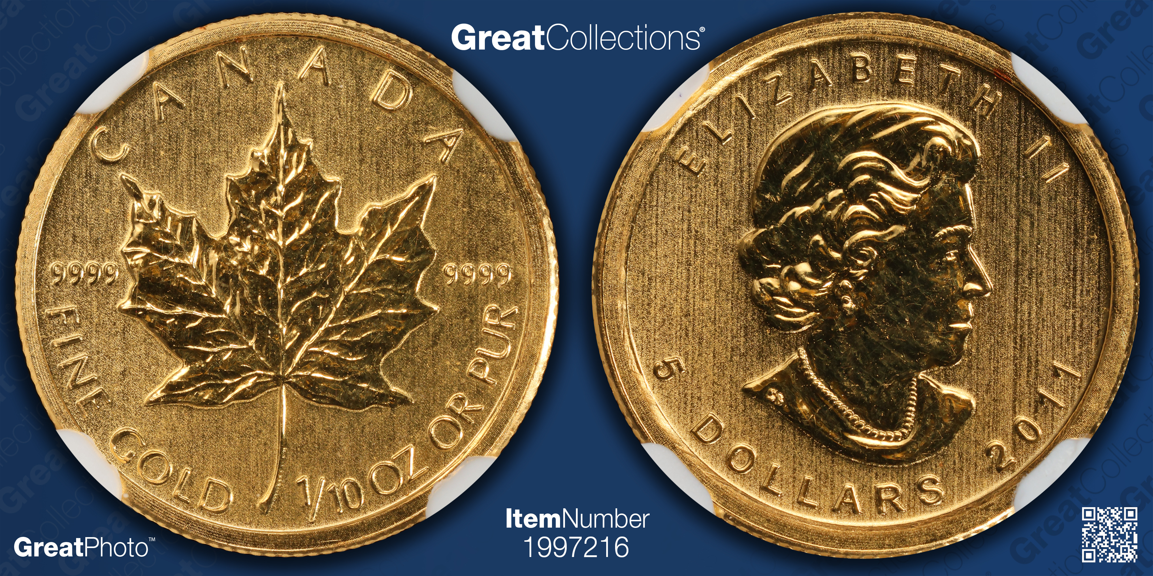 Canada 2011 Gold $5 Maple Leaf Doubled Die Obverse KM-929 NGC MS