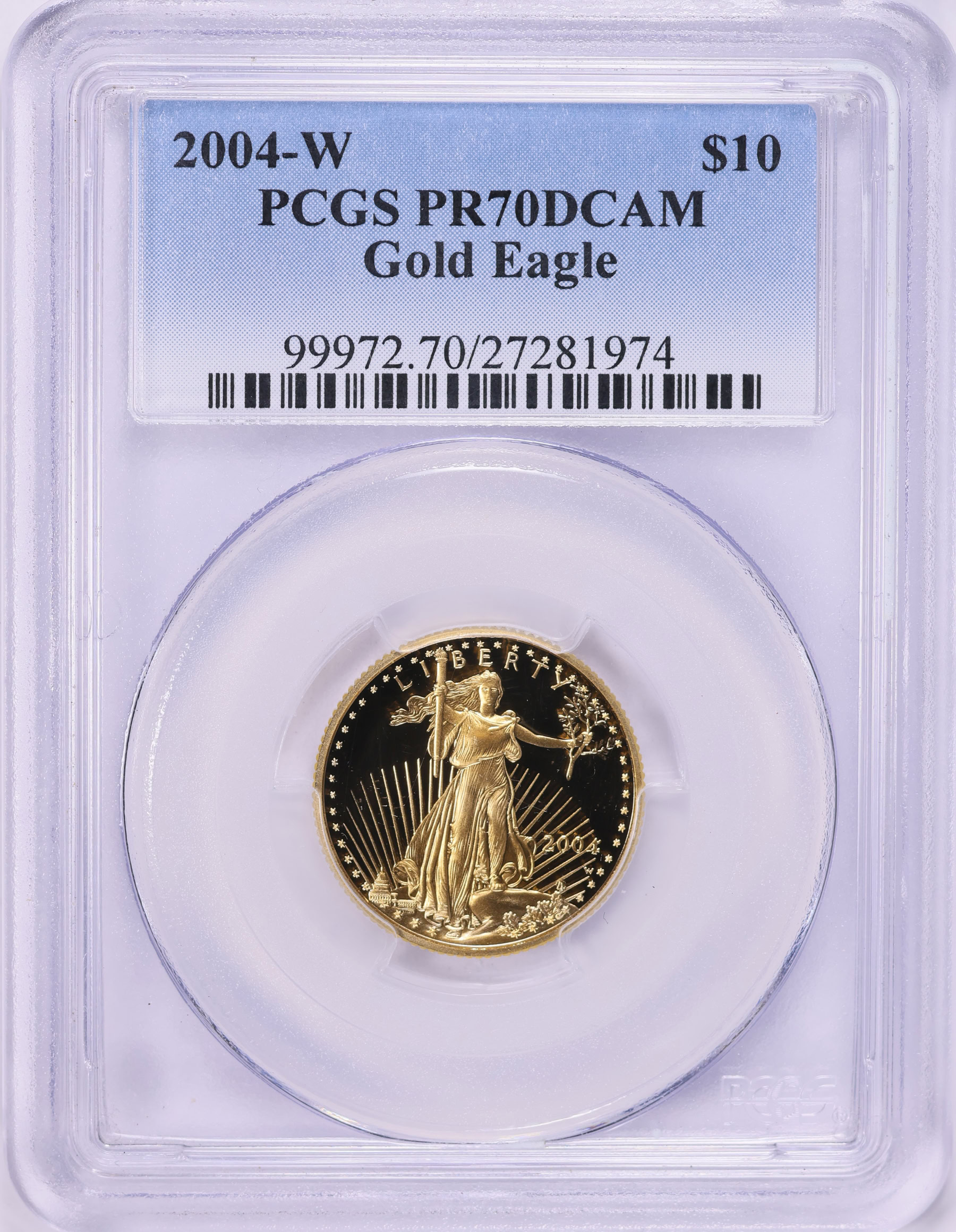 2004-W $10 Quarter-Ounce Gold American Eagle PCGS Proof-70 DCAM