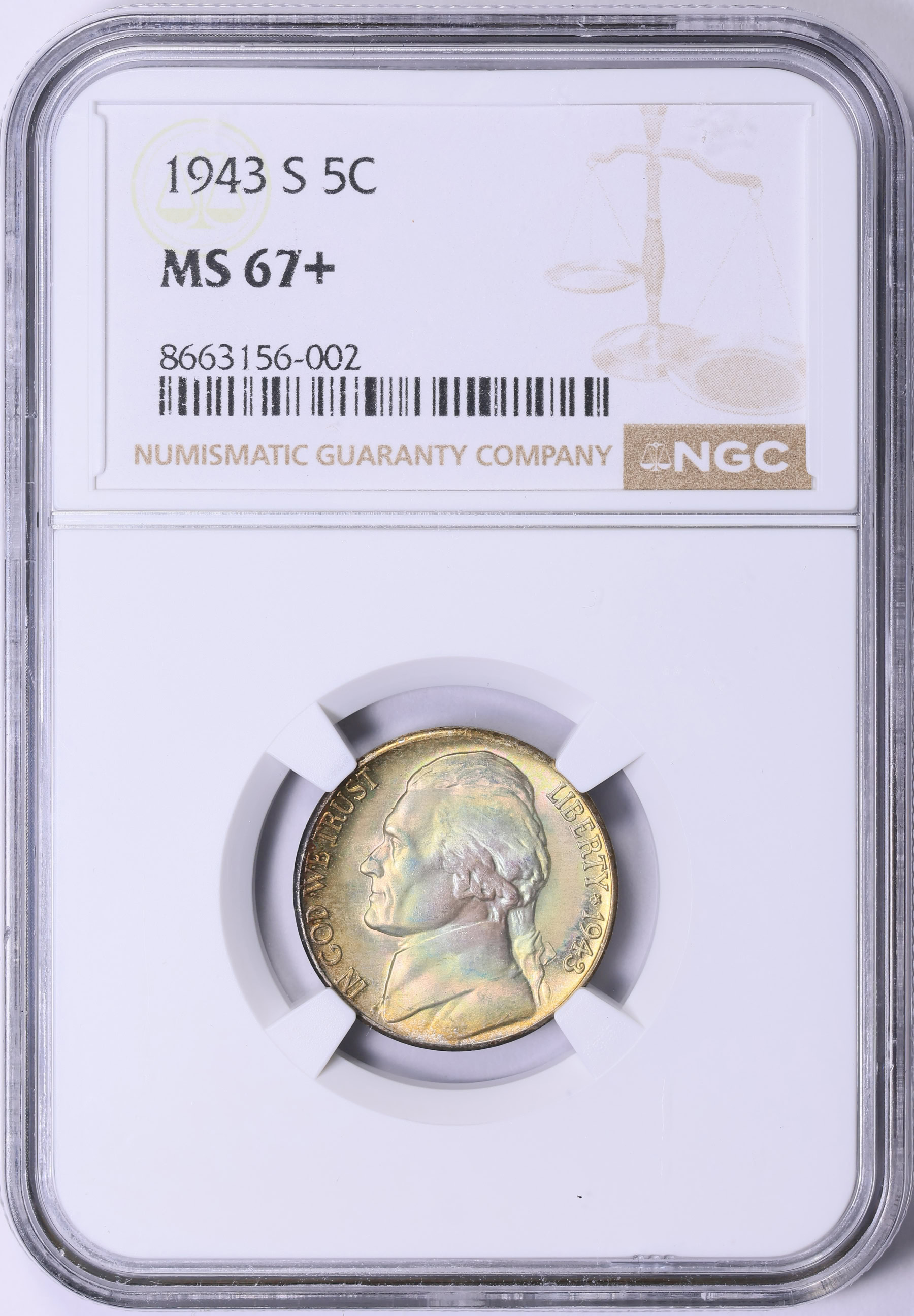 1943-S Jefferson Nickel NGC MS-67+ (Toned) (Item 1997443