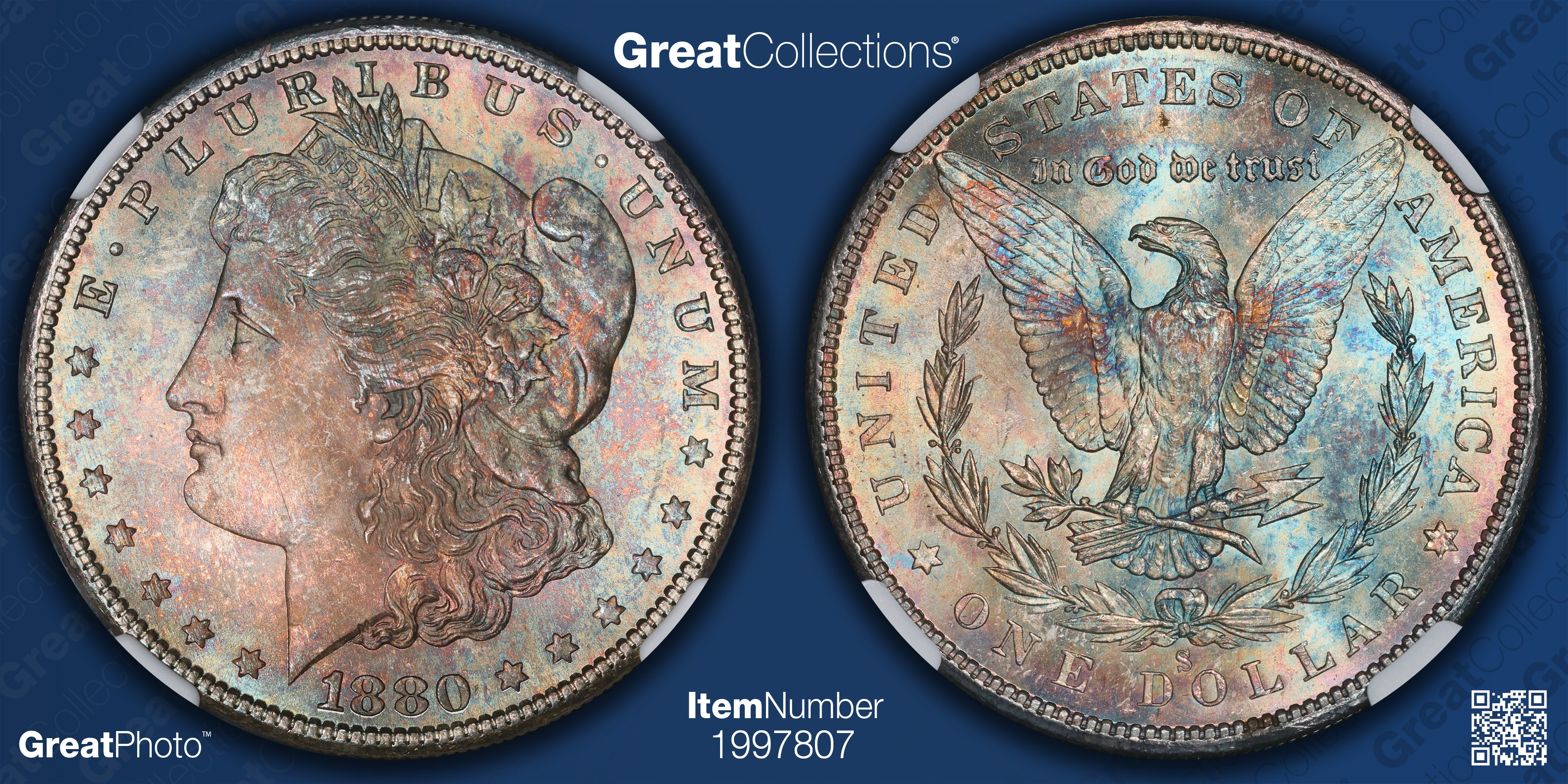 1880-S Morgan Silver Dollar NGC MS-65 (CAC Green) (Toned) (Item