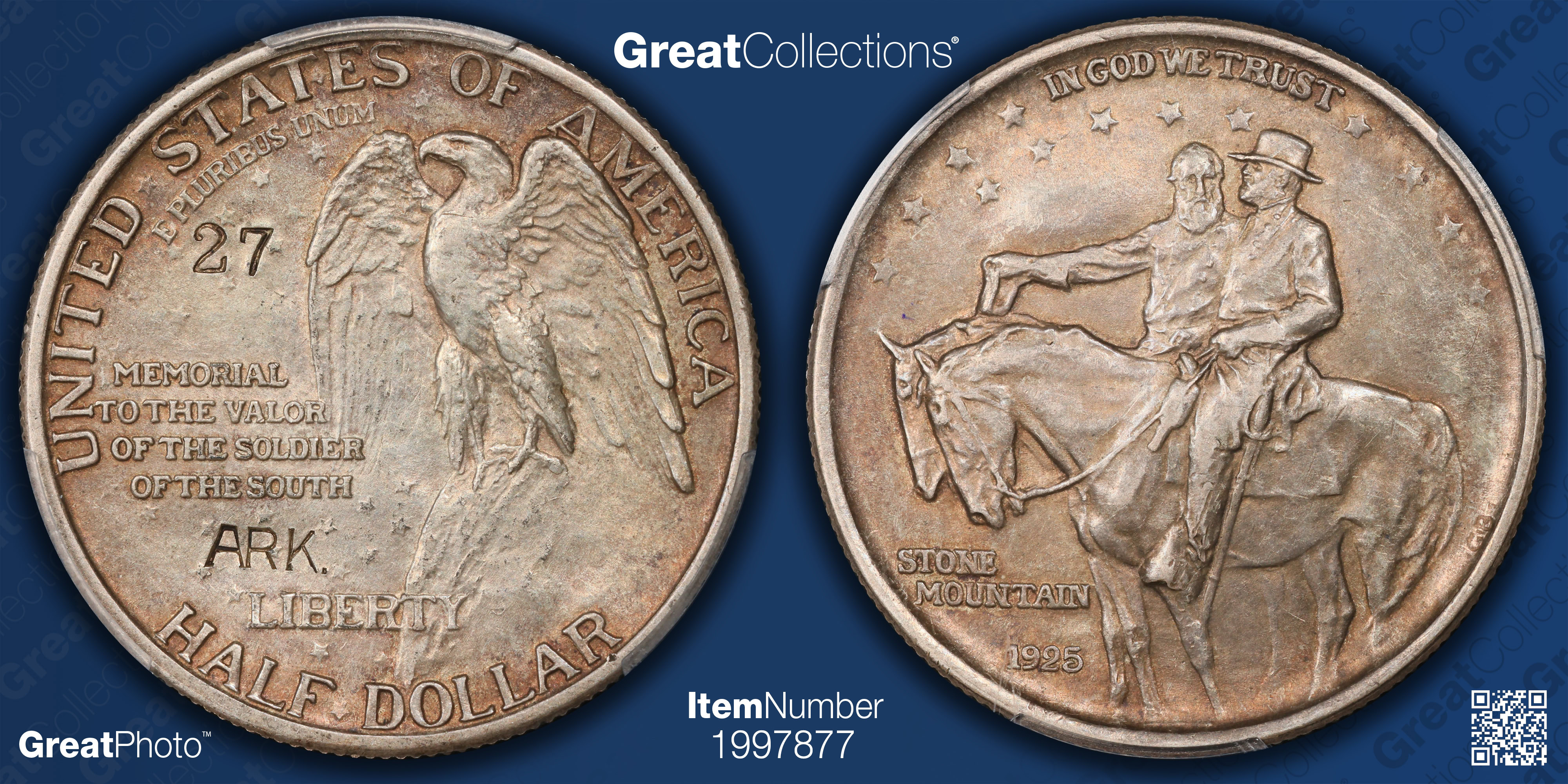 1925 Stone Mountain Memorial Half Dollar Counterstamped ARK. #27