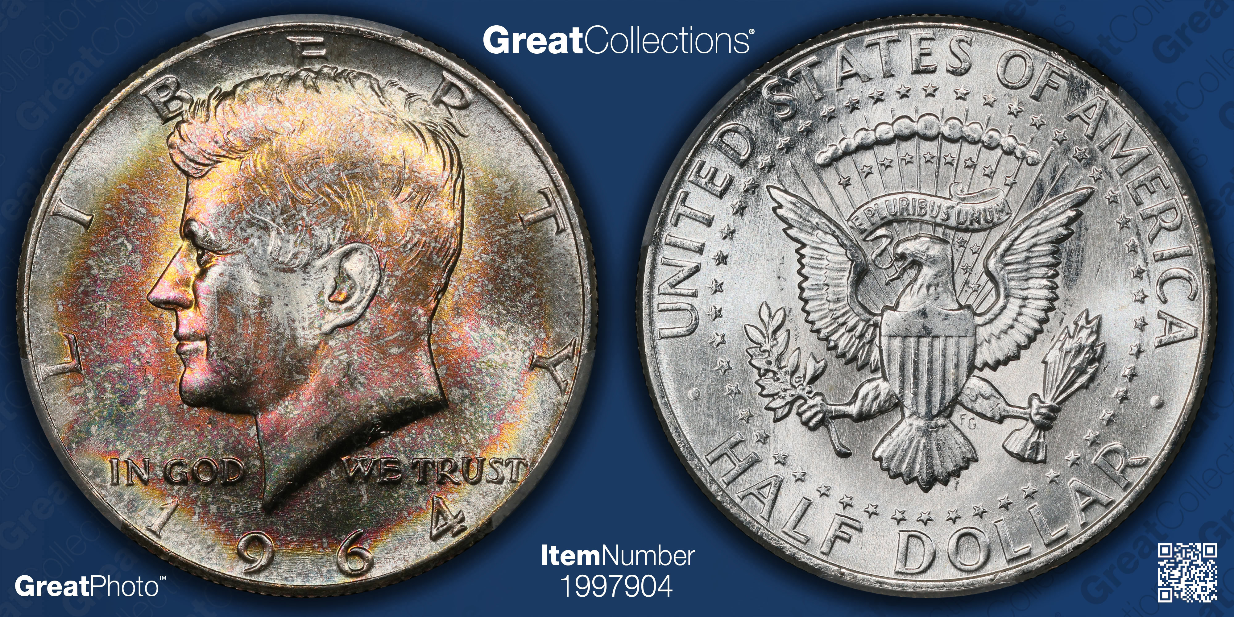 1964 Kennedy Half Dollar PCGS MS-66 (Toned) (Item 1997904