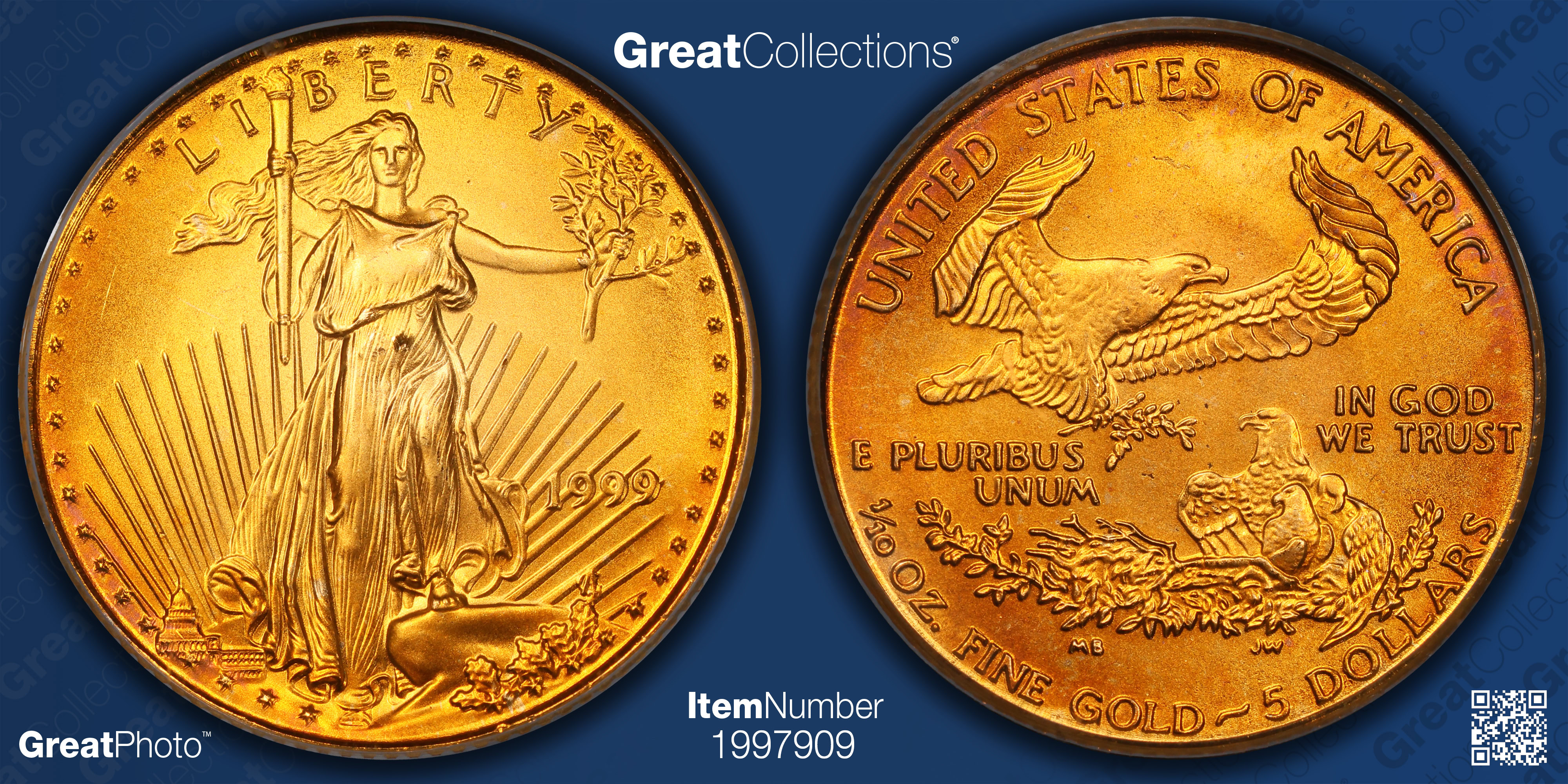 1999 $5 Tenth-Ounce Gold American Eagle WTC World Trade Center