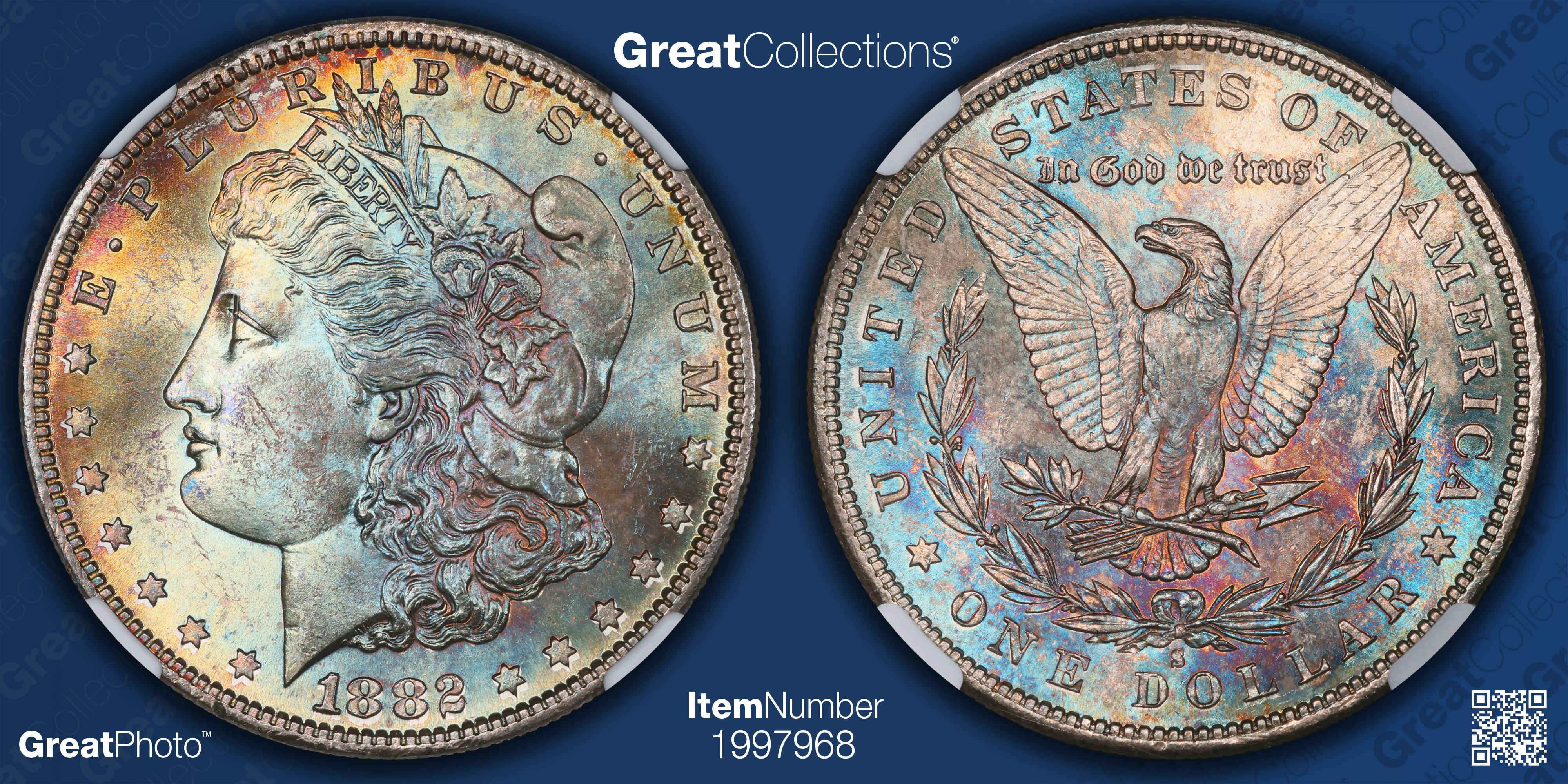 1882-S Morgan Silver Dollar NGC MS-63 (CAC Green) (Toned) (Item