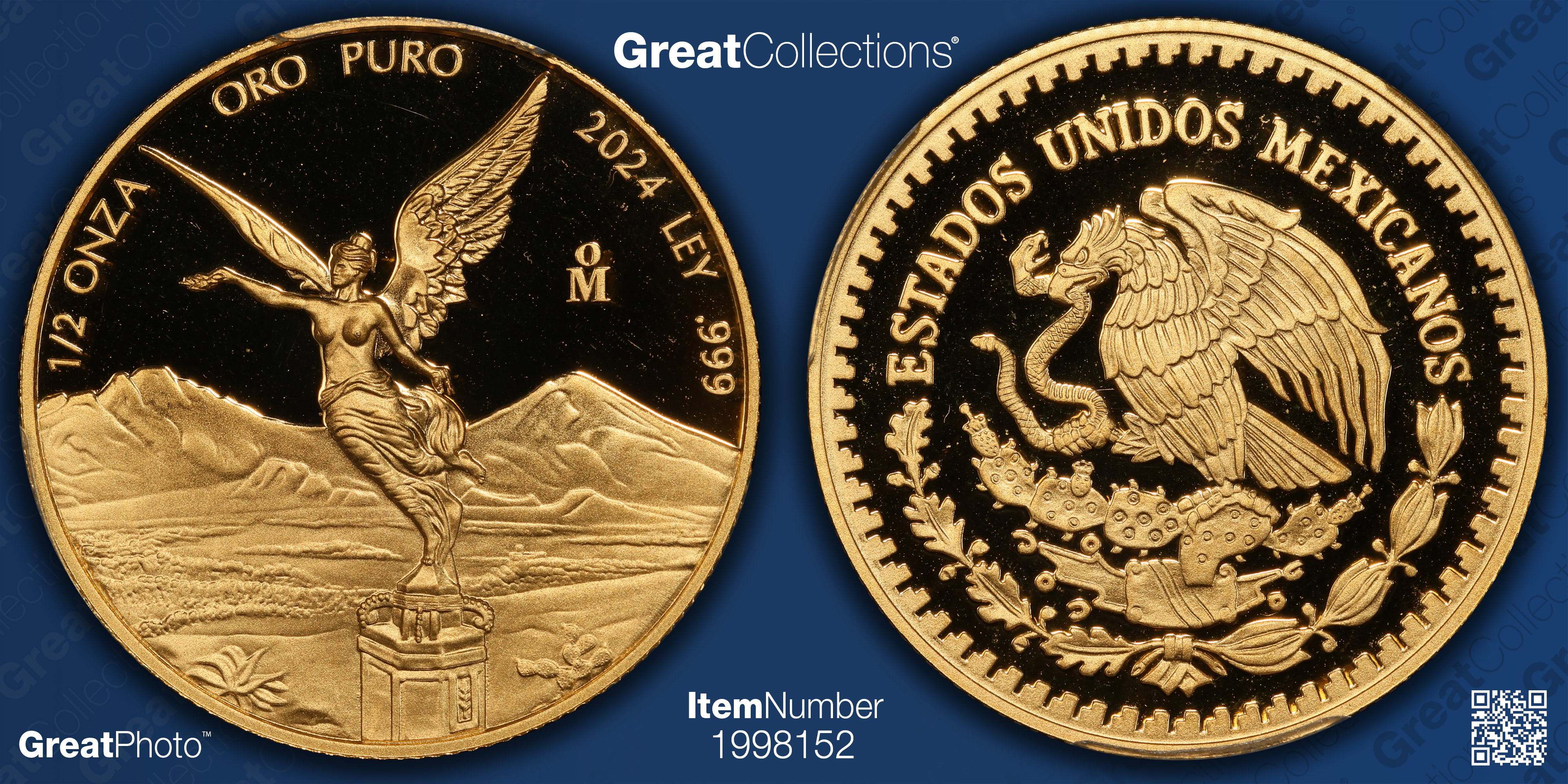 Mexico 2024-Mo Gold 1/2 Onza Libertad KM-674 PCGS Proof-69 DCAM