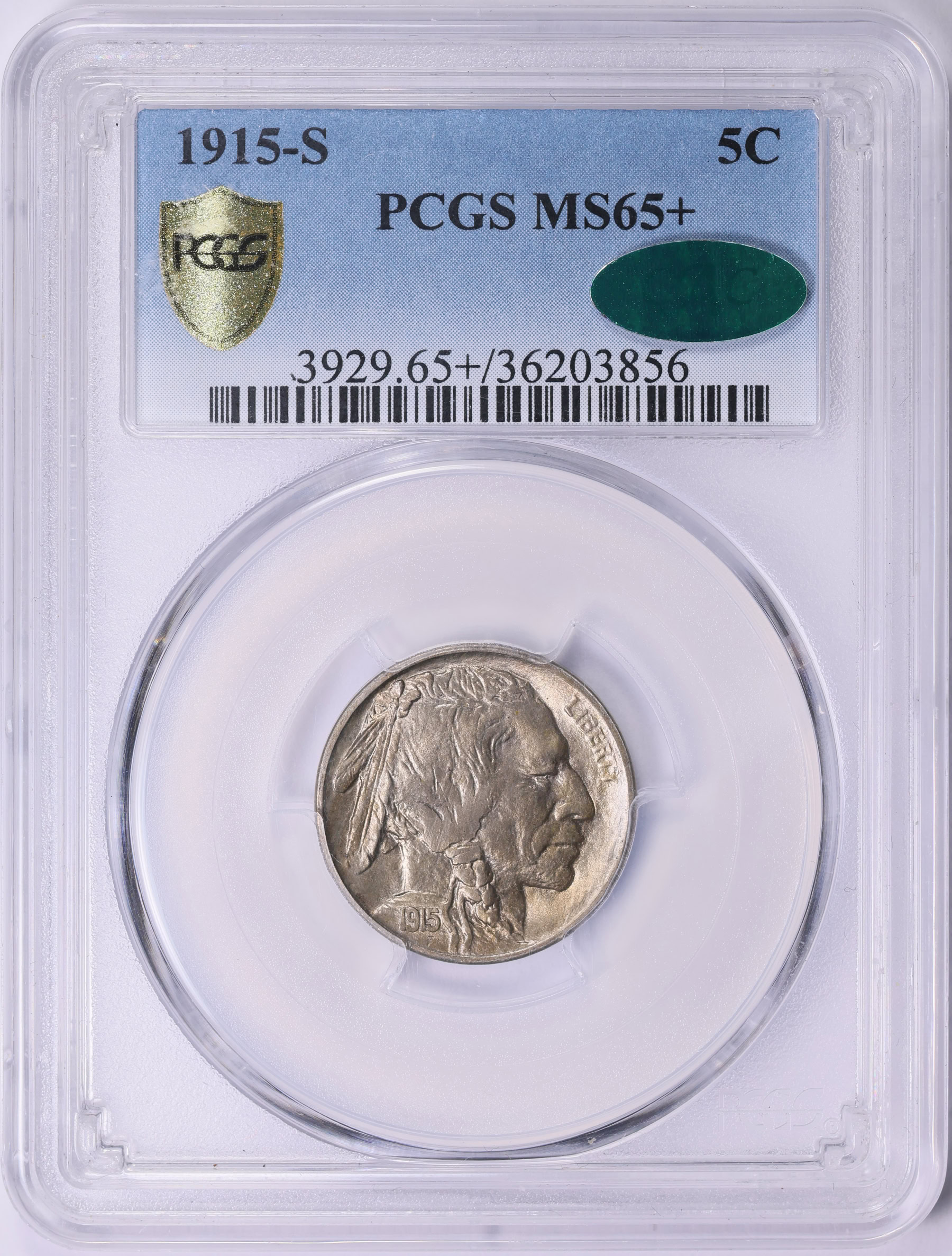 1915-S Buffalo Nickel PCGS MS-65+ (CAC Green) (Item 1998275