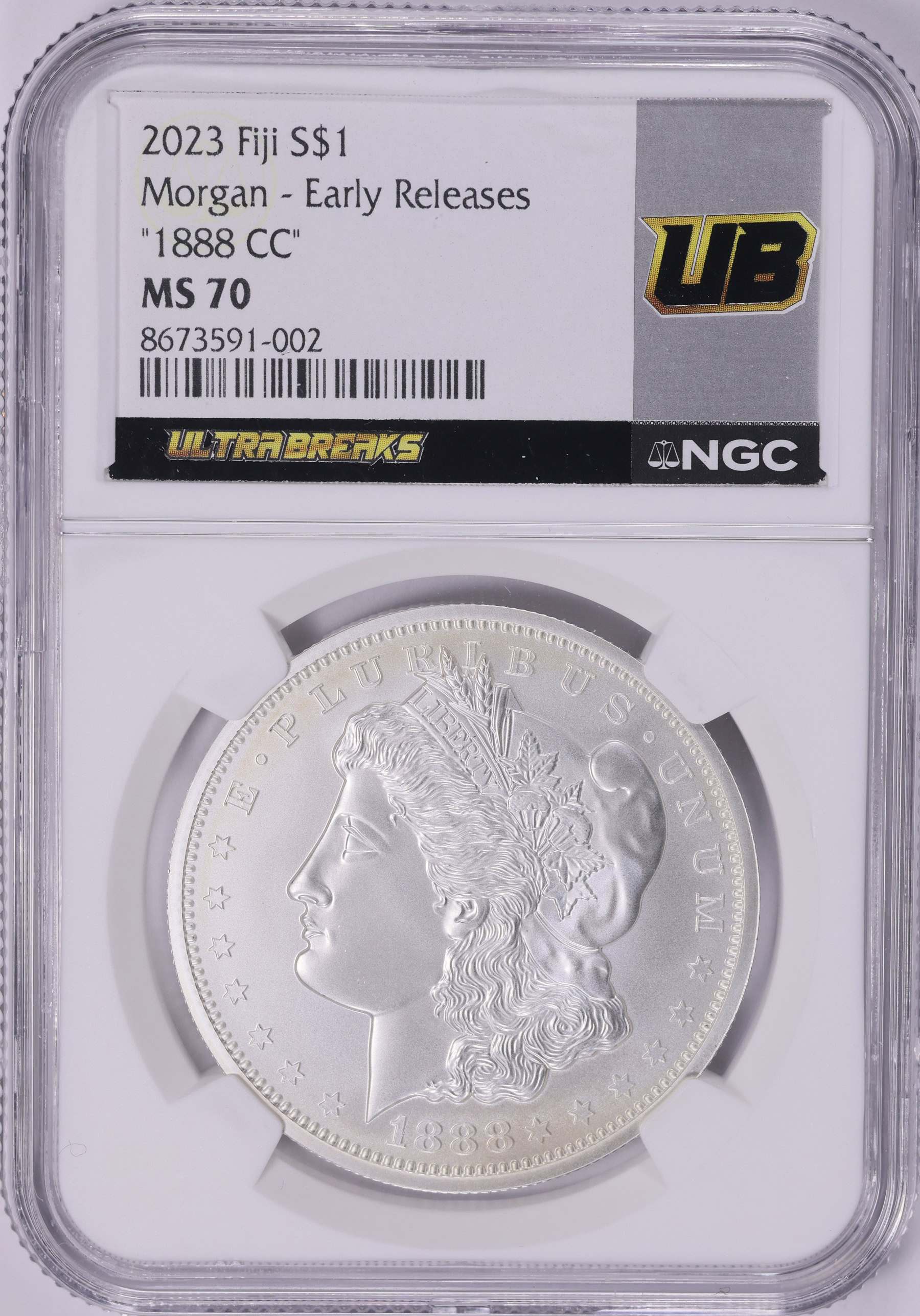 Fiji 2023 Silver Dollar 1888-CC Morgan Early Releases NGC MS-70