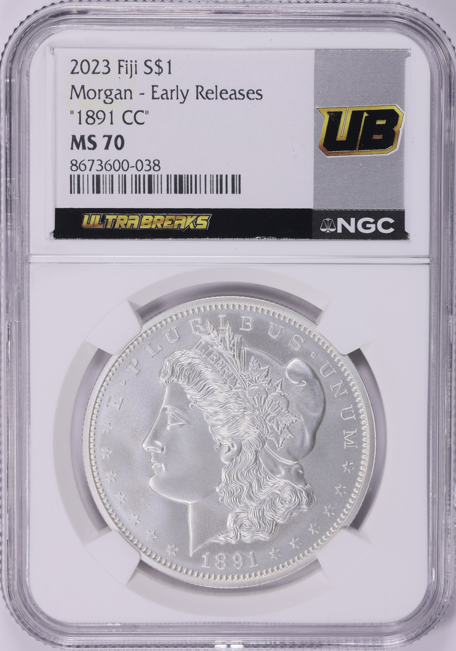 Fiji 2023 Silver Dollar 1891-CC Morgan Early Releases NGC MS-70