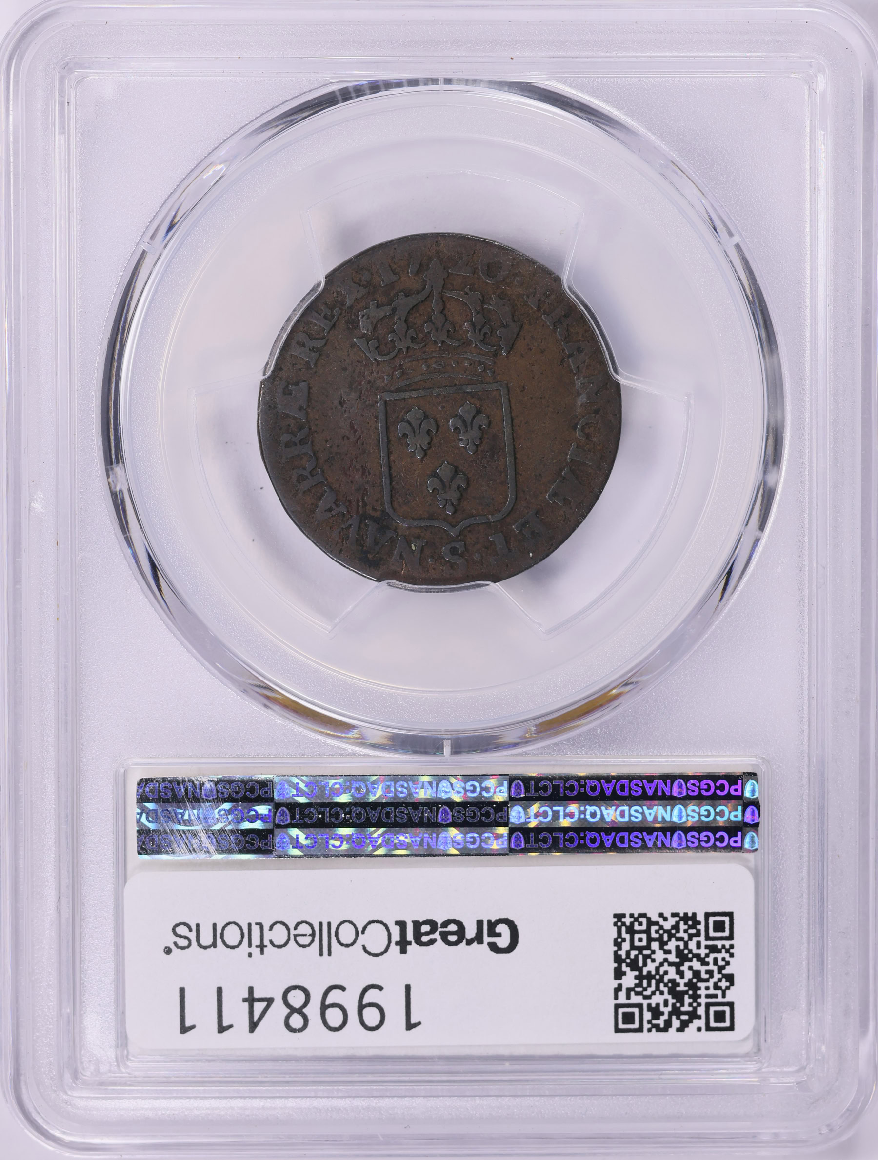 France 1720-S 1/2 Sol KM-451.8 PCGS VG-08 (Item 1998411