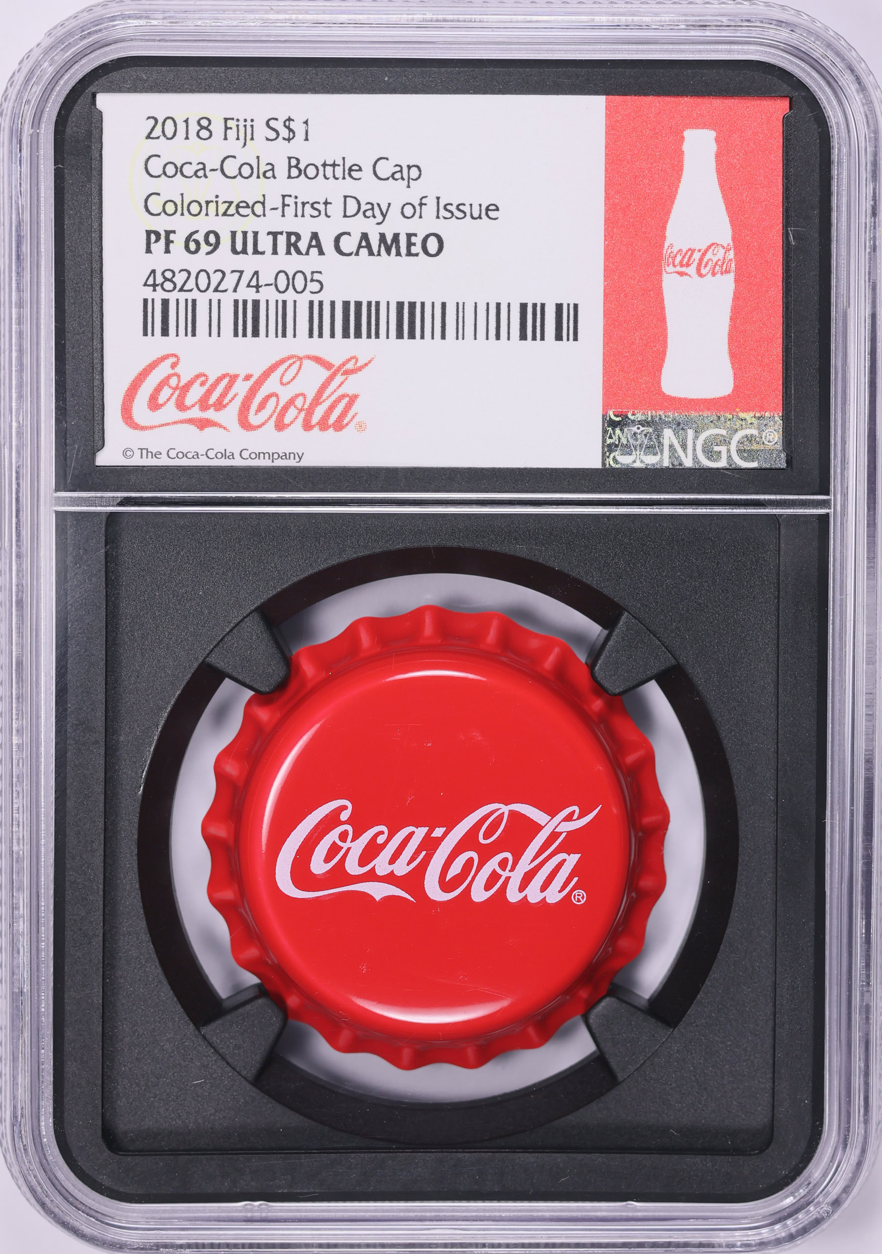 Fiji 2018 Colorized Silver Dollar Coca-Cola Bottle Cap KM-705