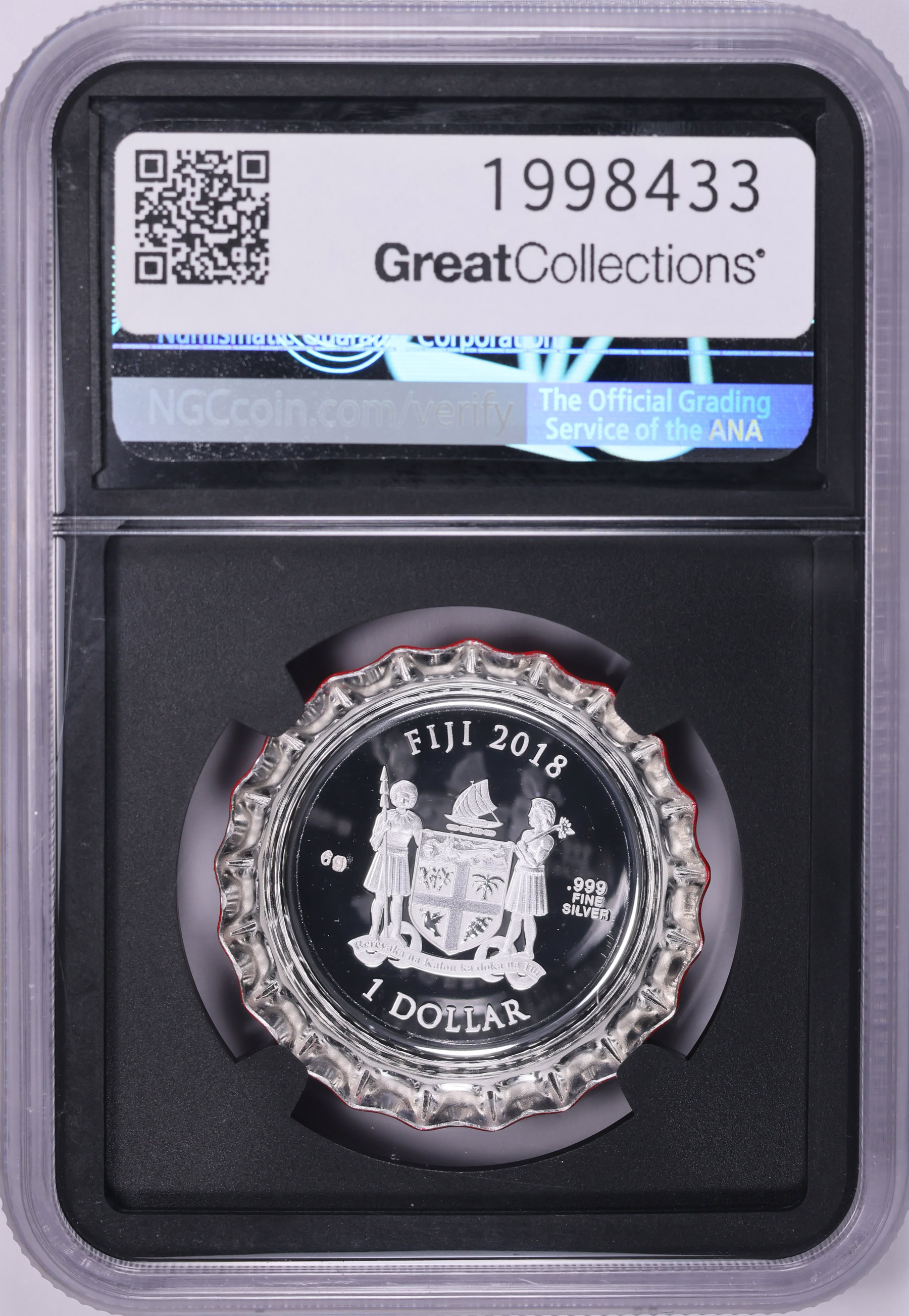 Fiji 2018 Colorized Silver Dollar Coca-Cola Bottle Cap KM-705