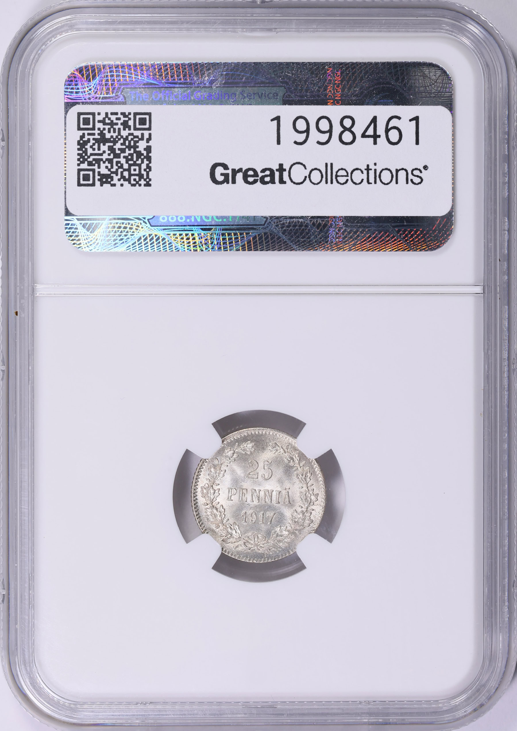 1917年 フィンランド 25ペンス銀貨　 NGC MS65 高鑑定 1917年 フィンランド 25ペンス銀貨 NGC MS65 高鑑定 【公式通販】