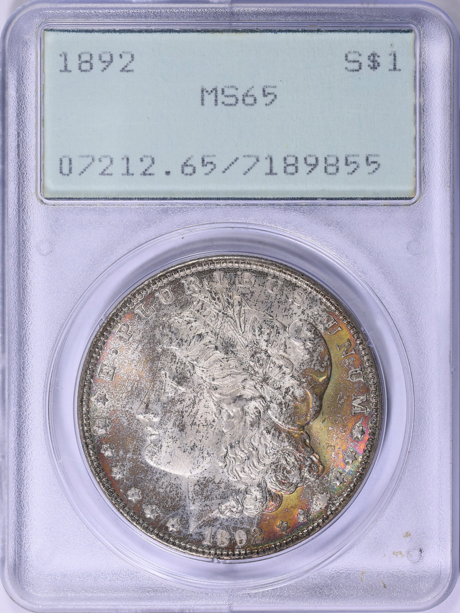 1892 Morgan Silver Dollar PCGS MS-65 OGH (1st Gen) (Toned) (Item ...