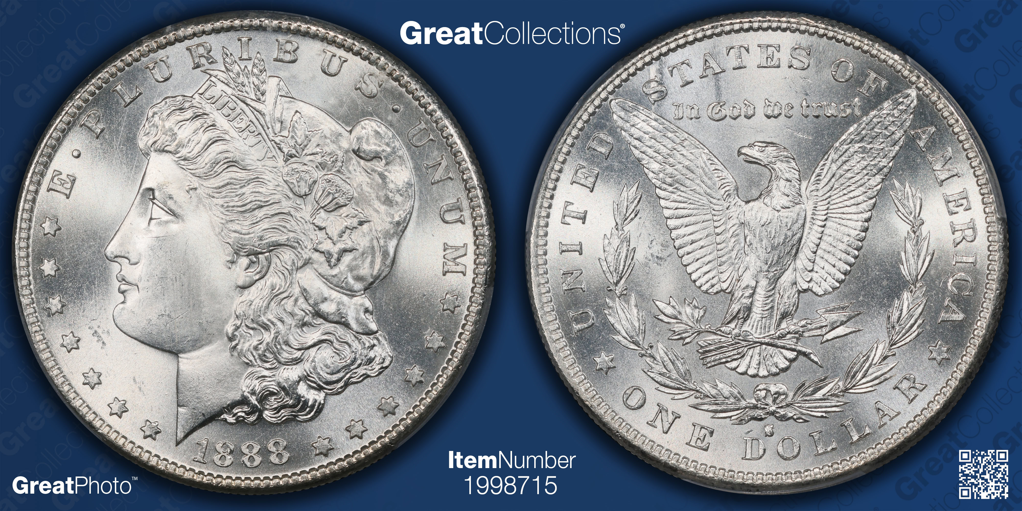 1888 S Morgan Silver Dollar Pcgs Ms 66 Item 1998715 