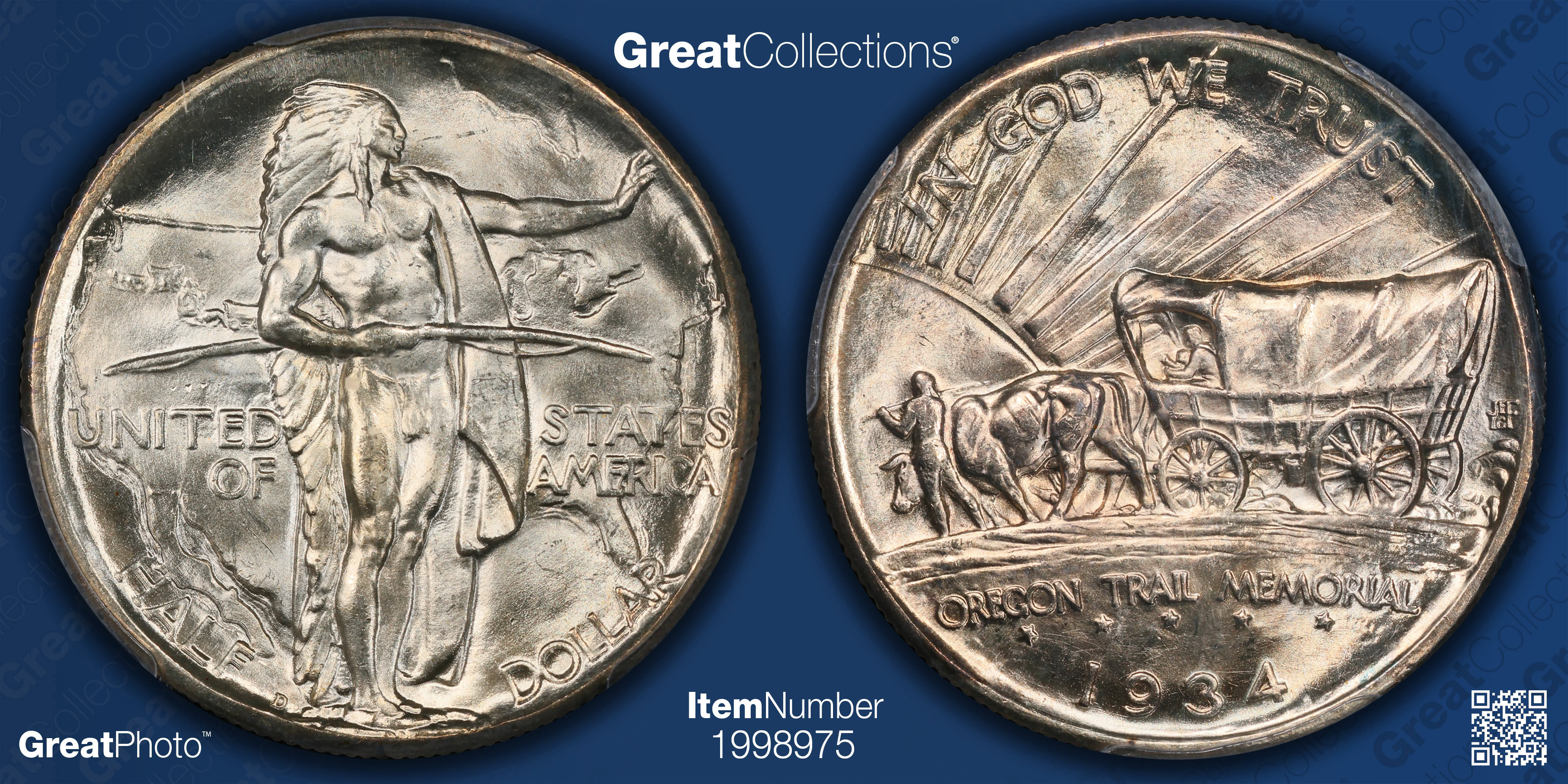 1934-D Oregon Trail Memorial Half Dollar PCGS MS-65+ (Item 1998975