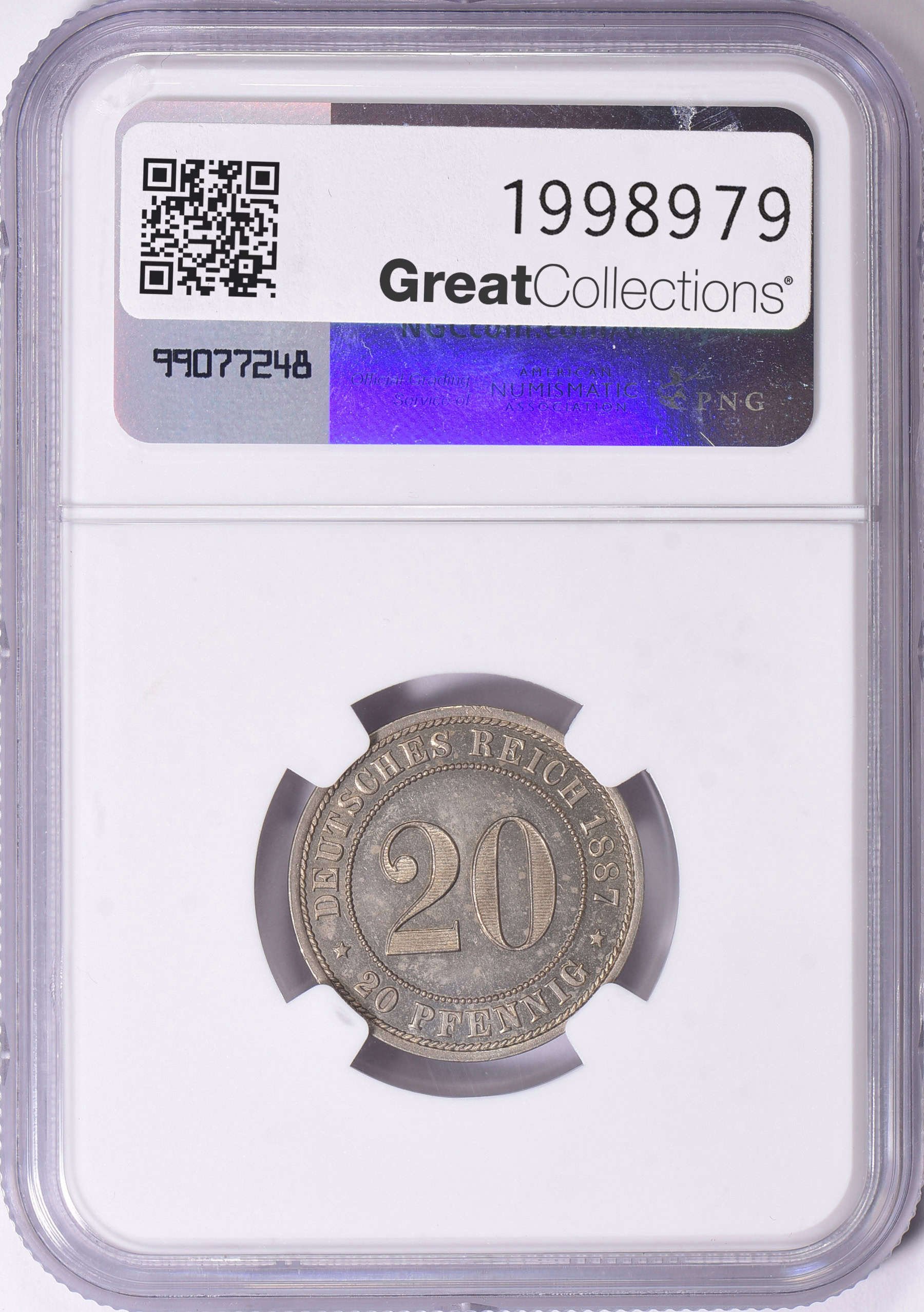 Germany 1887-E 20 Pfennig KM-9.1 NGC MS-64 (Item 1998979